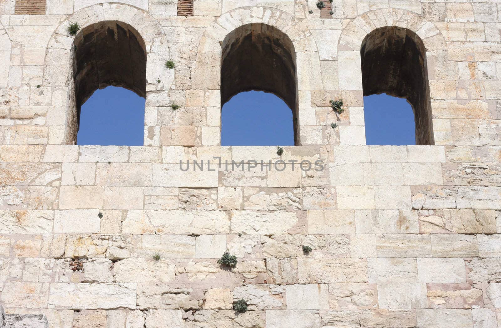 Exterior of Herodion ancient theater of Acropolis