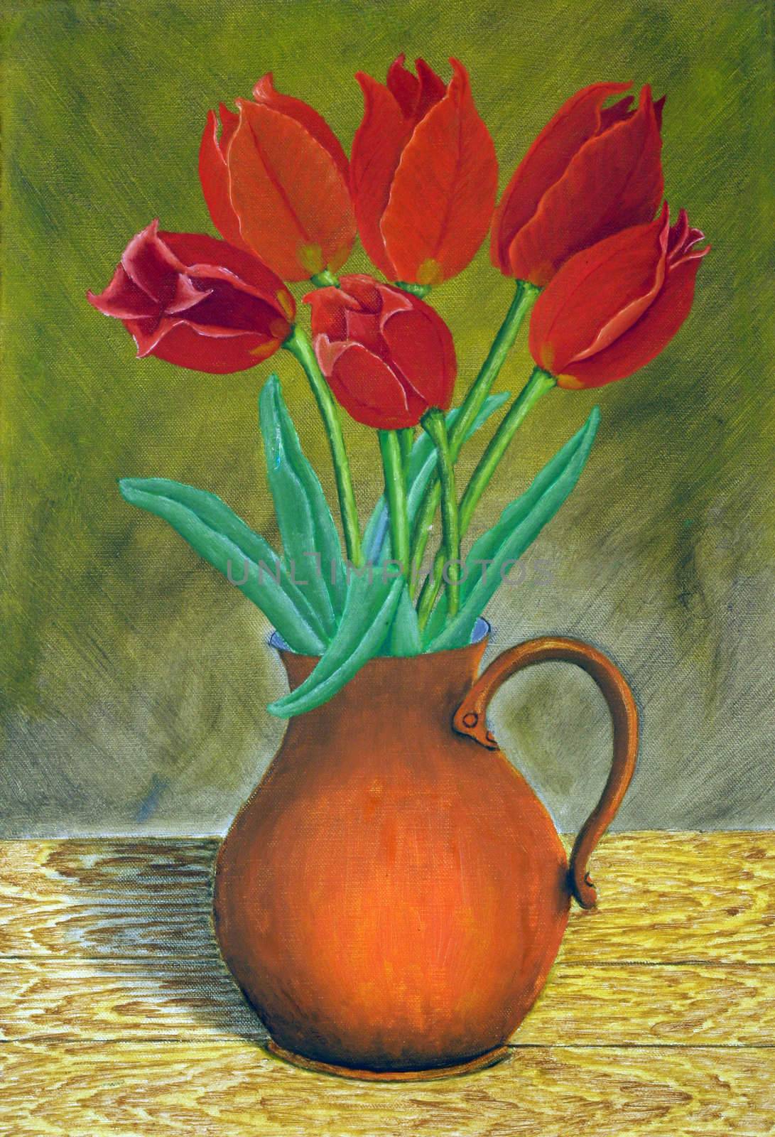 Roses in vase by Georgios