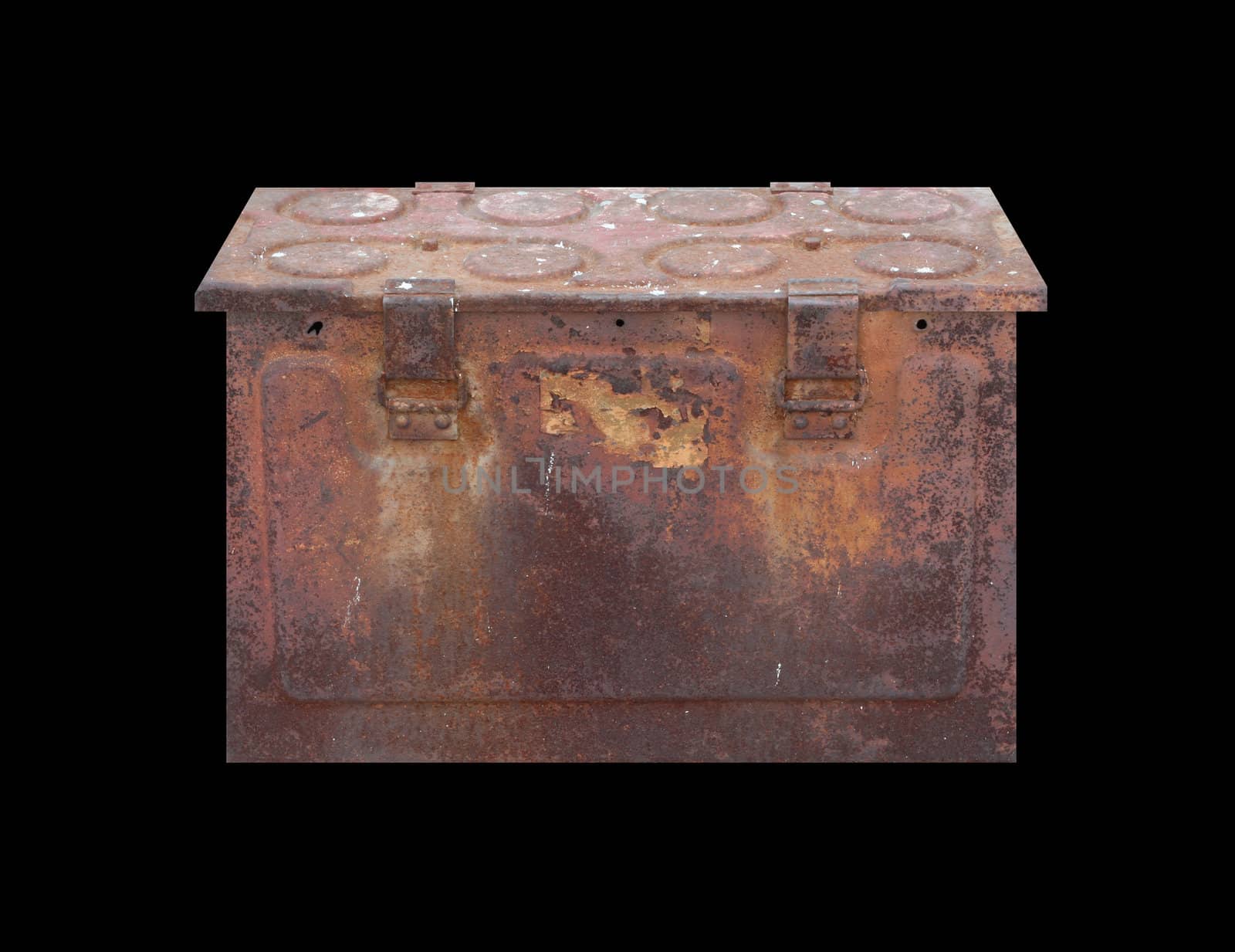 Rusty box isolated in black