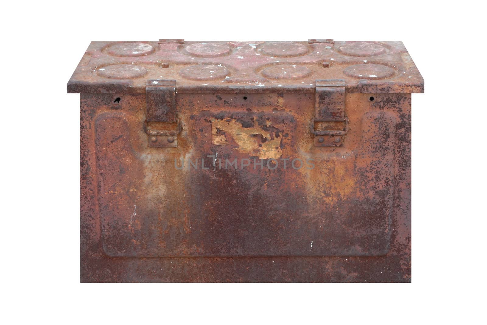 Rusty box isolated in white