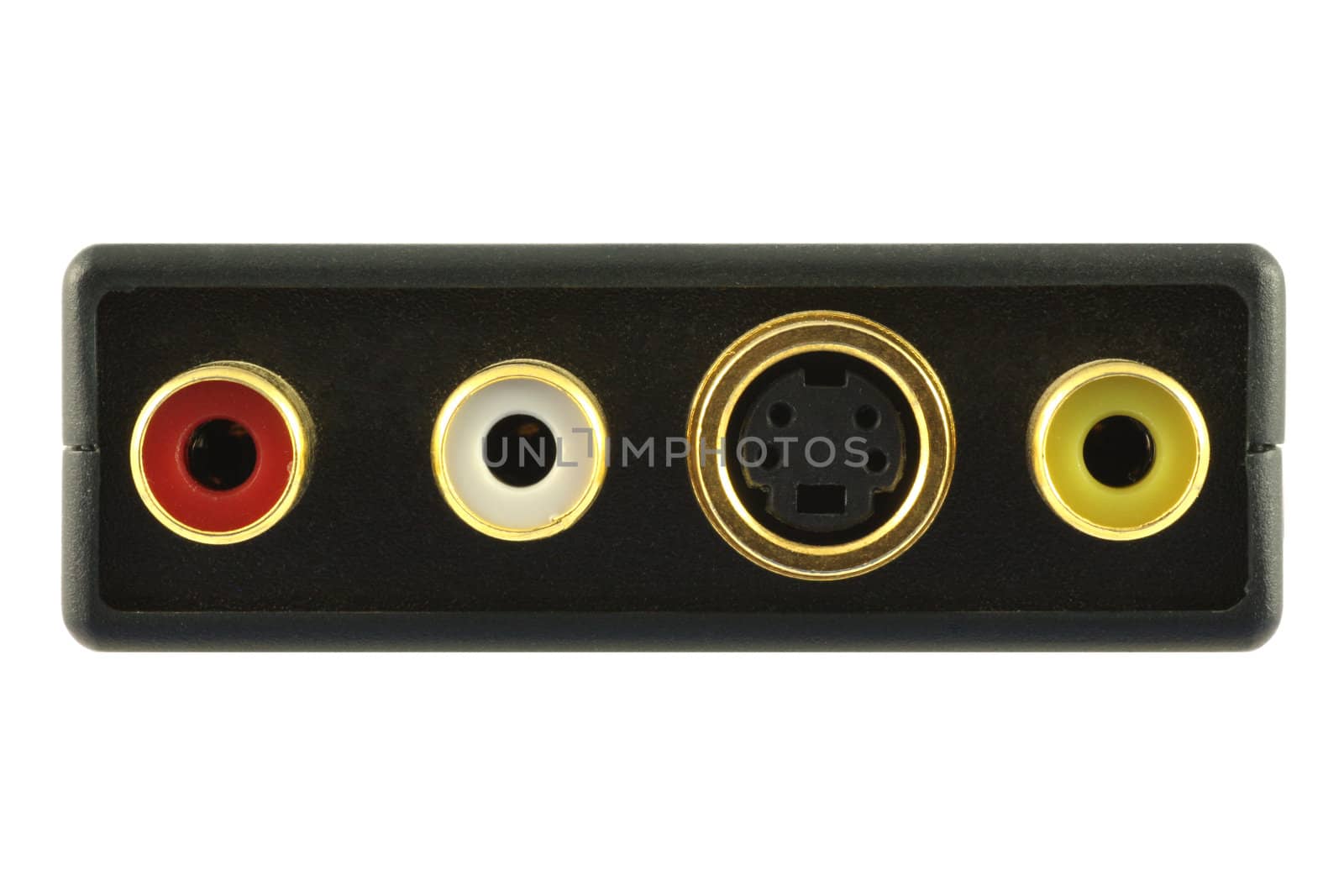 Video and audio connectors isolated in white