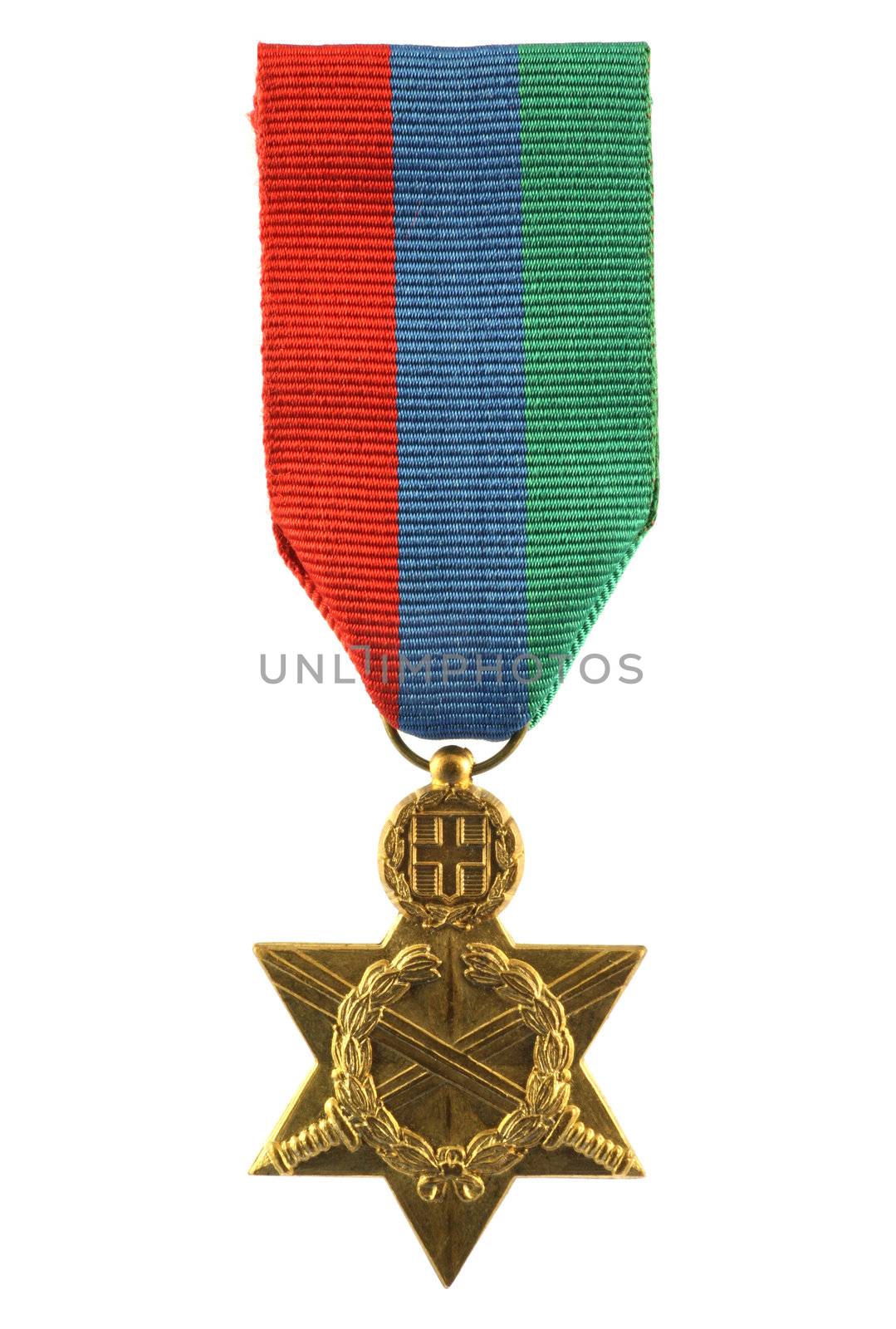 World War II Greek medal isolated in white
