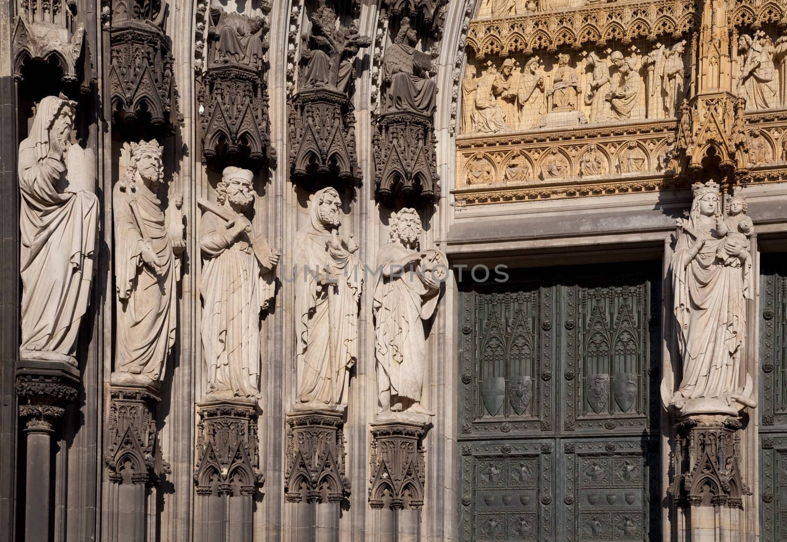 Detail of the Facade of the Cathedral in Cologne (Köln), Germany.