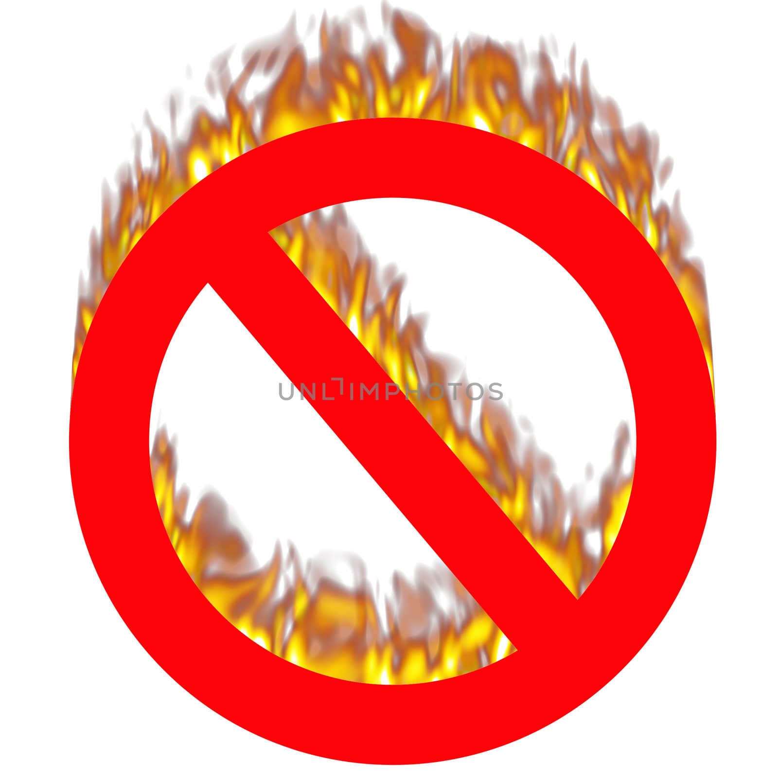 Forbidden sign on fire by Georgios