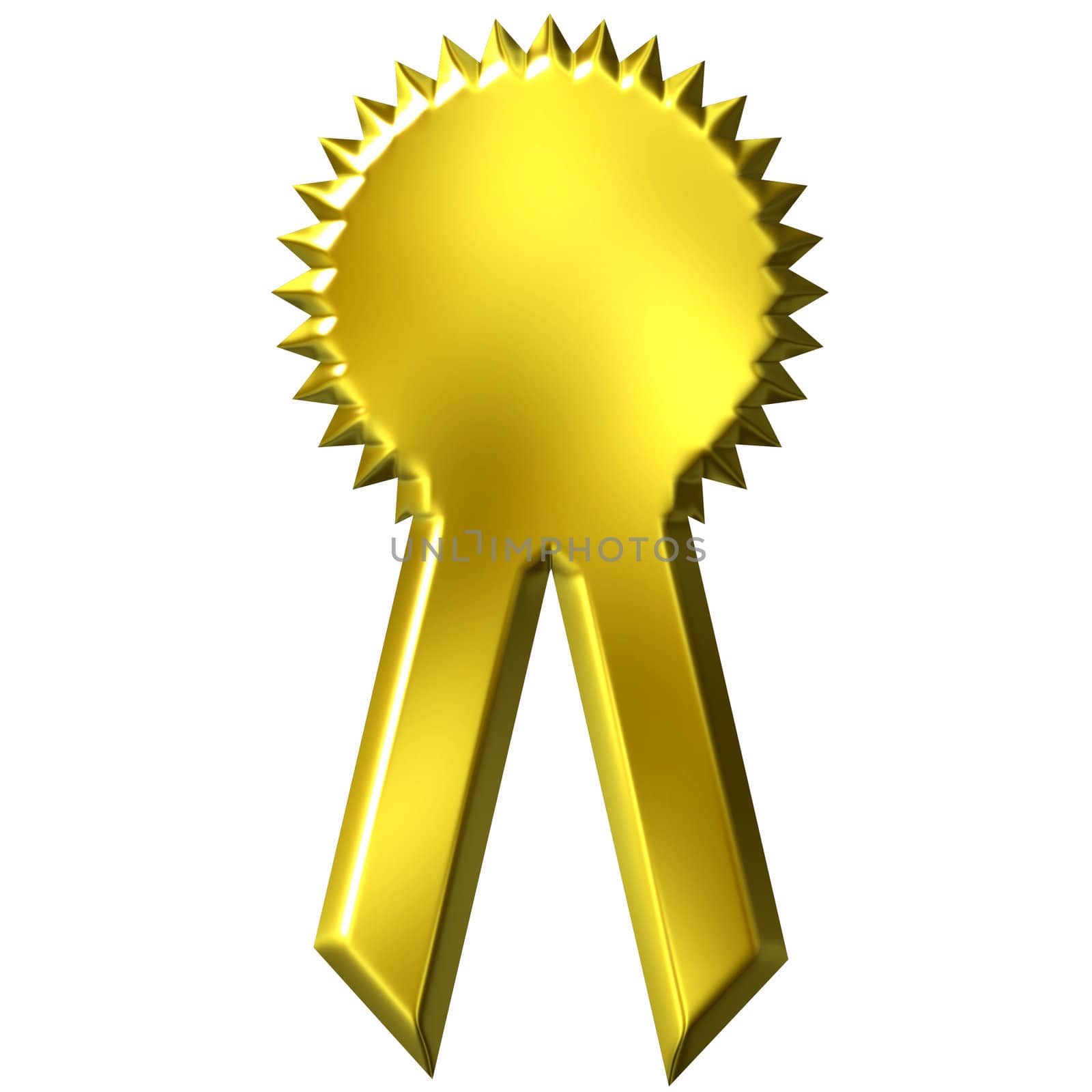 Golden award ribbon isolated in white