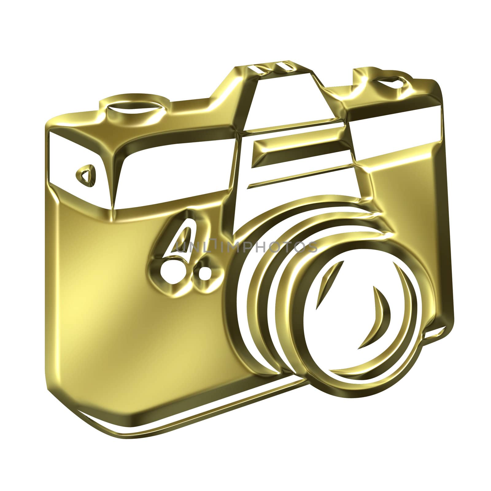 Golden camera isolated in white