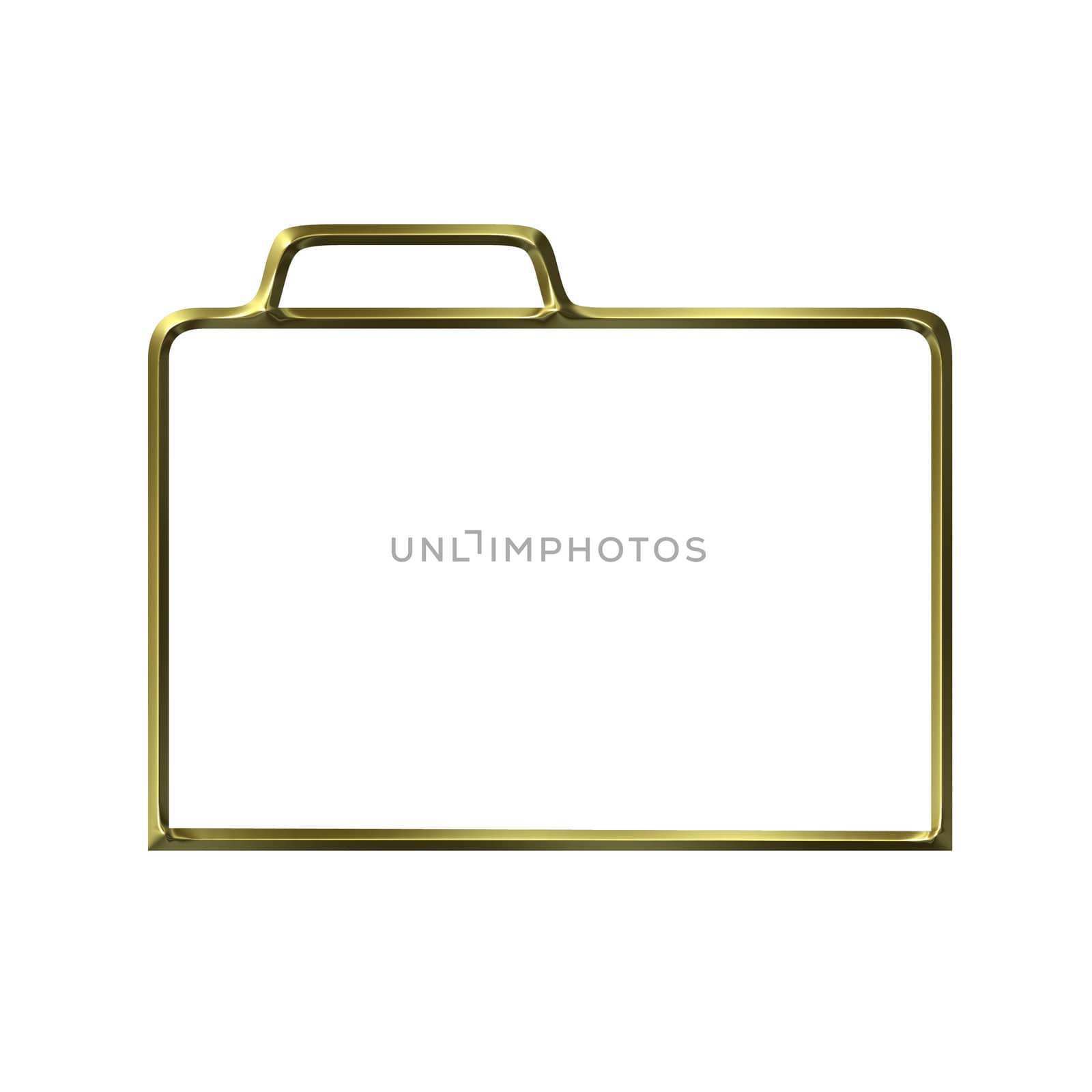 3d golden closed folder silhouette isolated in white