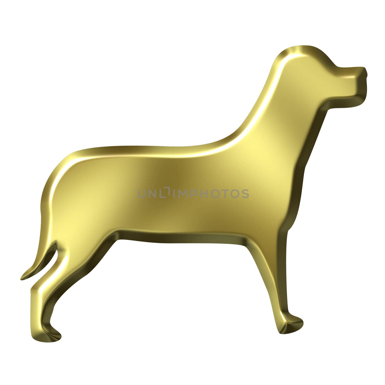 3d golden dog isolated in white