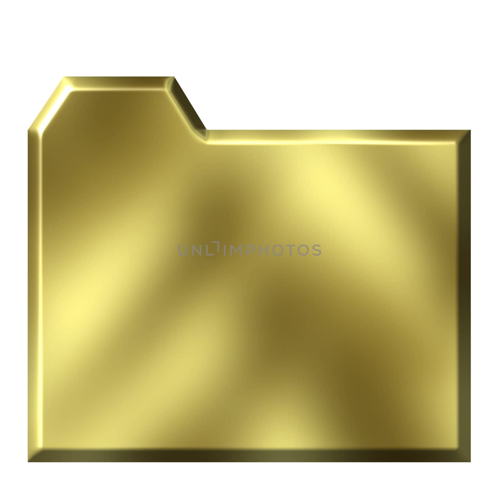 3d golden folder isolated in white