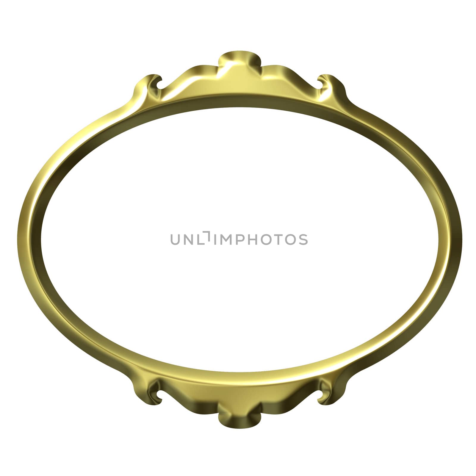 3d golden frame isolated in white