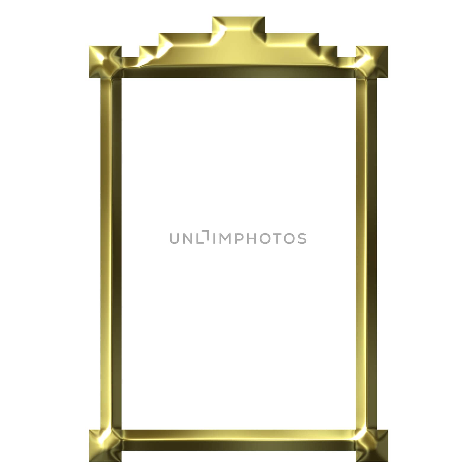 3d golden frame isolated in white