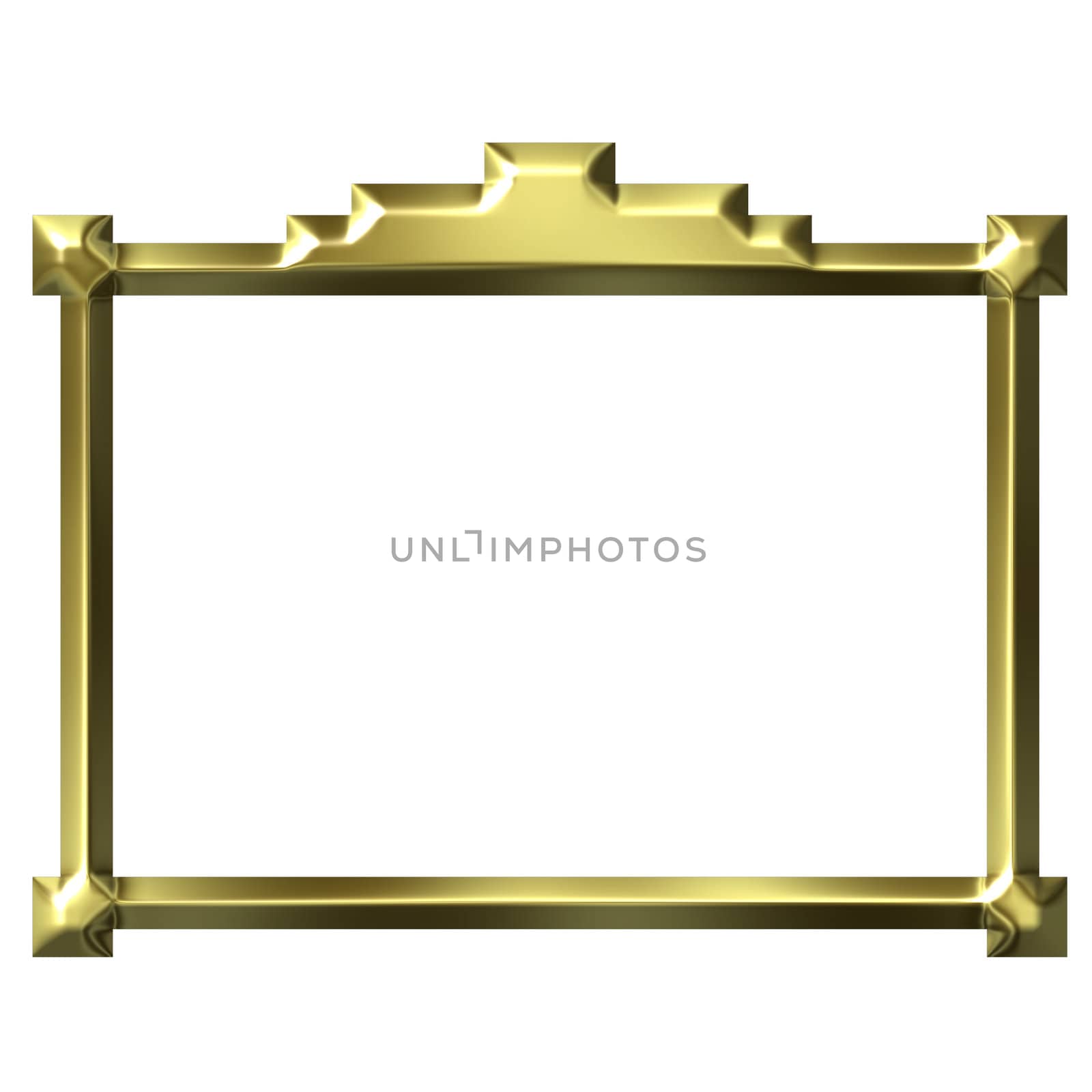 3d golden frame isolated in white