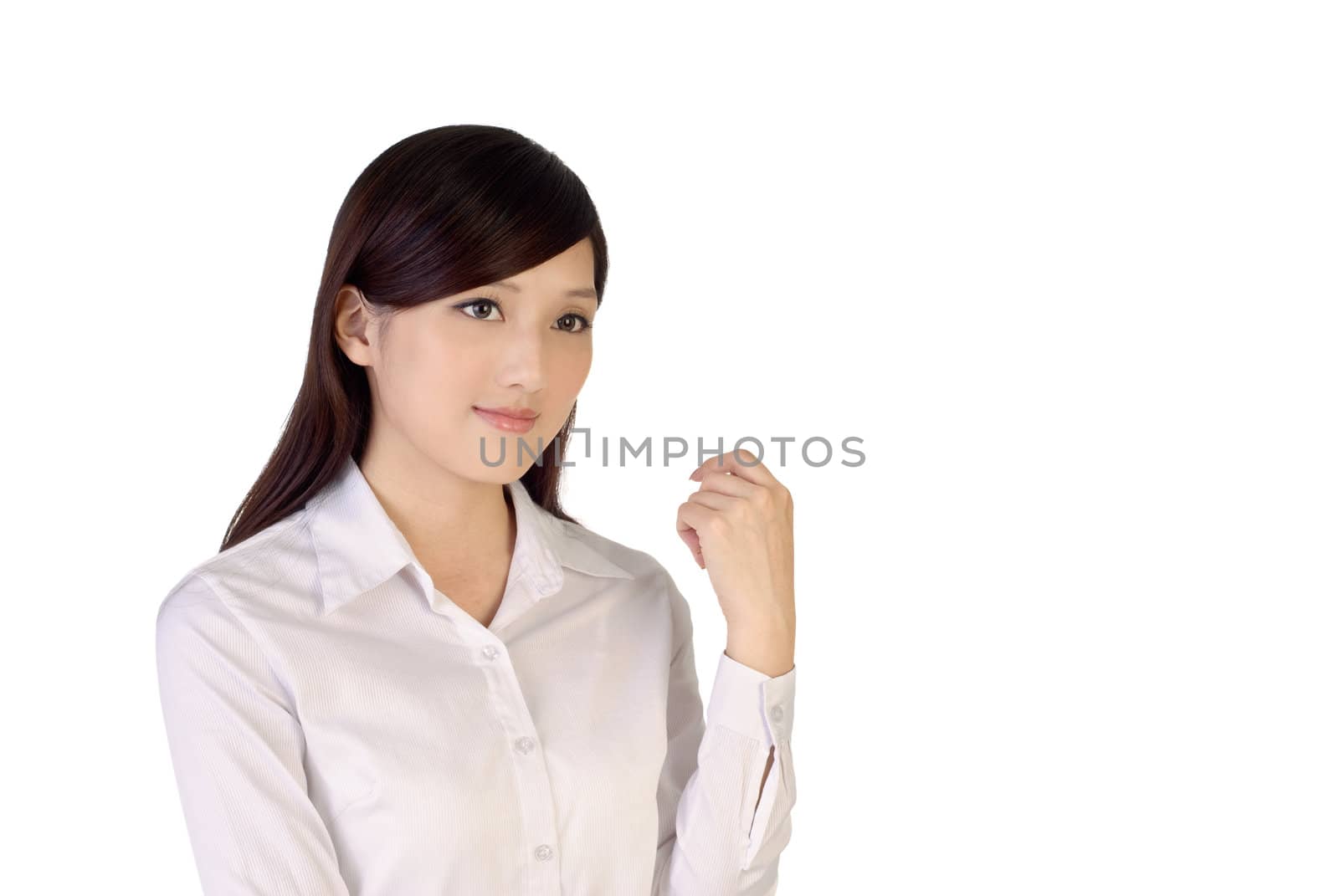 Businesswoman portrait of Asian on white background.