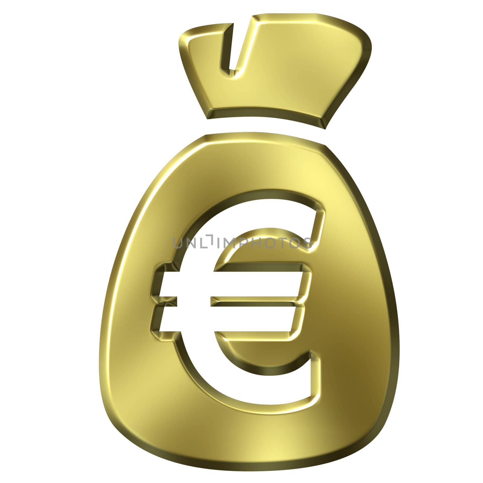 Golden sack full of euros isolated in white