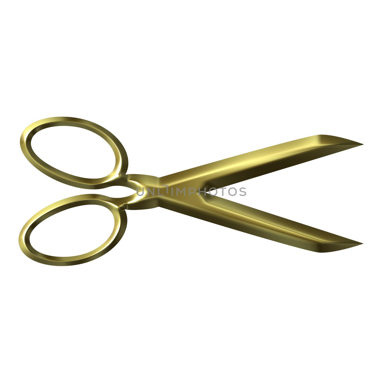 3d golden scissors isolated in white