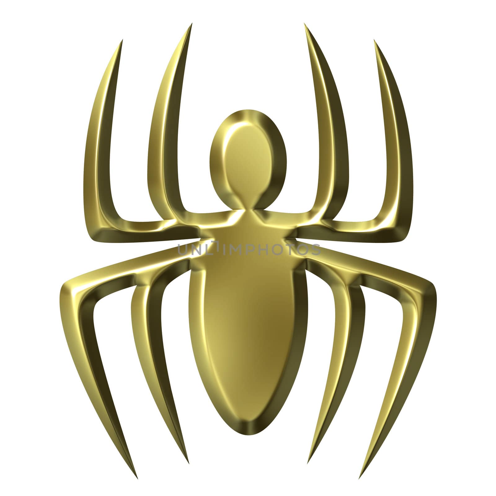 3d golden spider isolated in white
