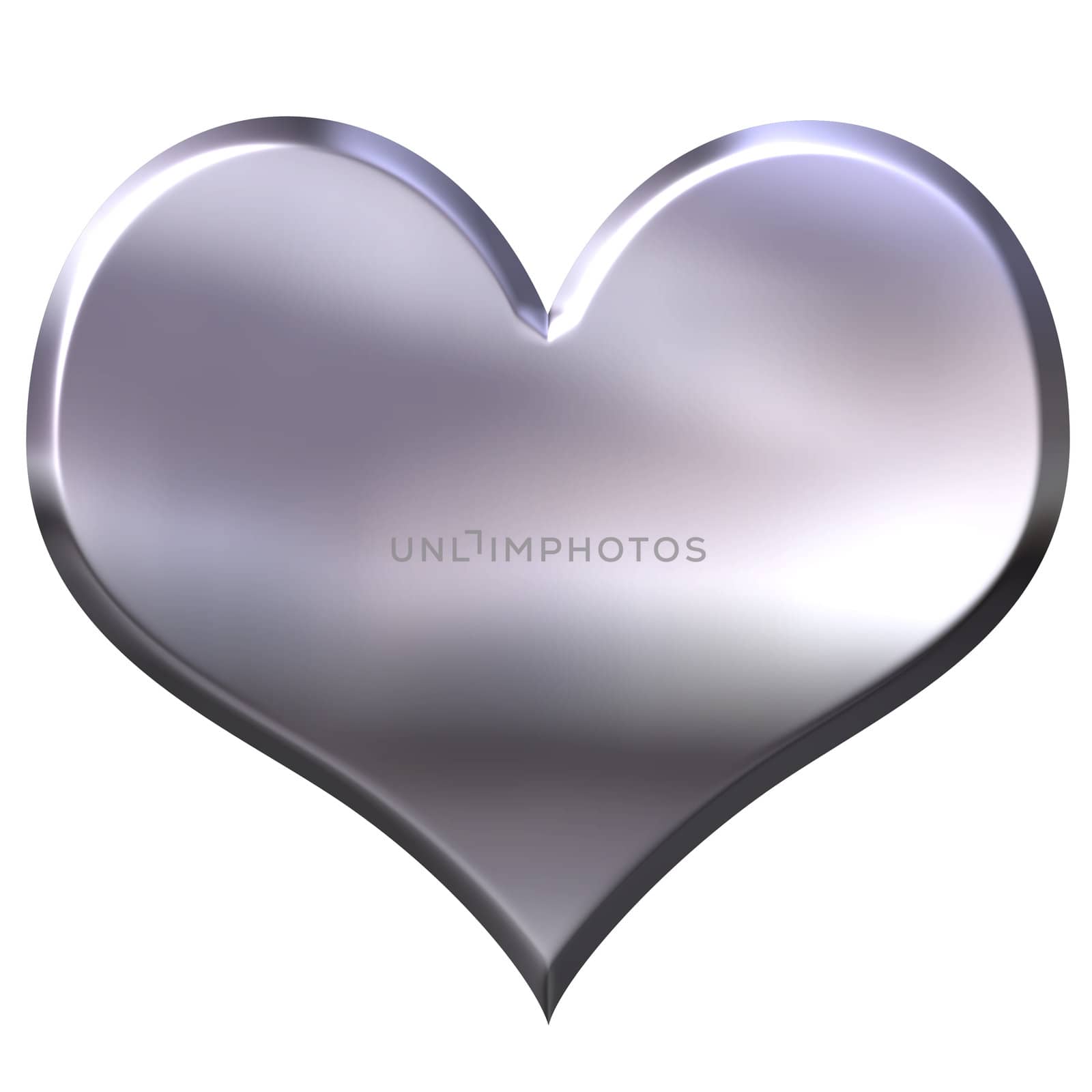3d silver heart isolated in white