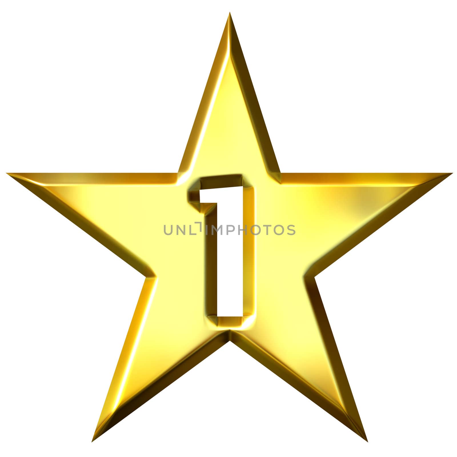 Number 1 star isolated in white