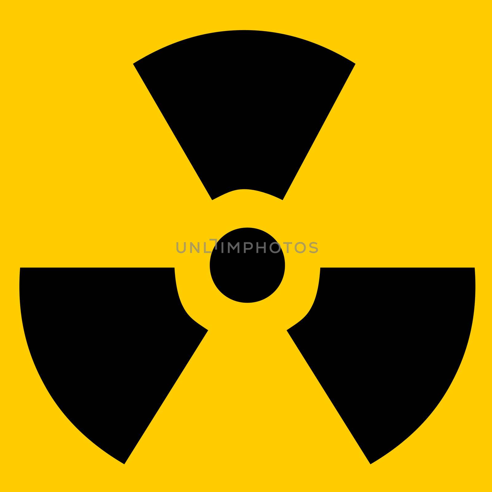 Radioactive sign isolated in yellow