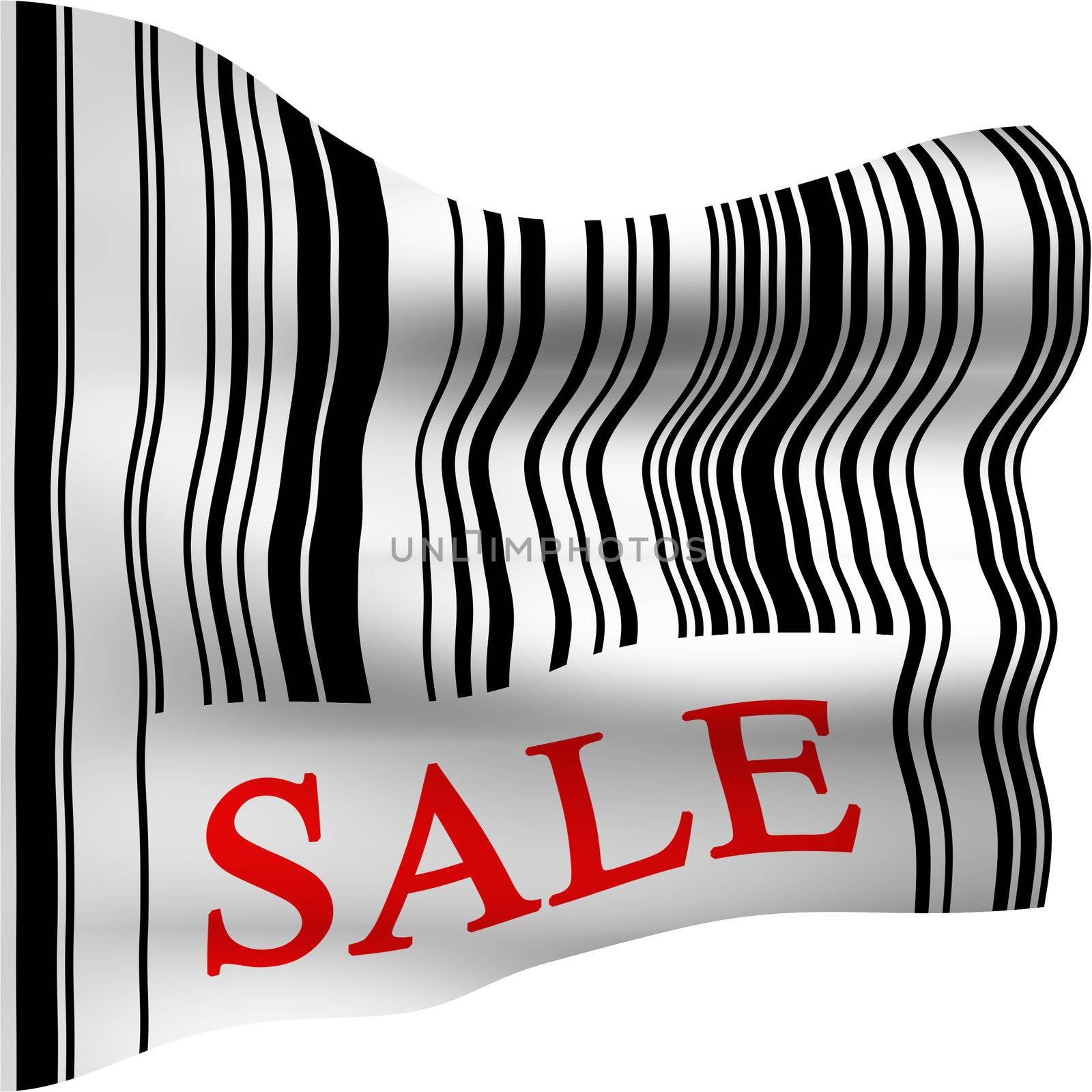 Sale barcode flag isolated in white