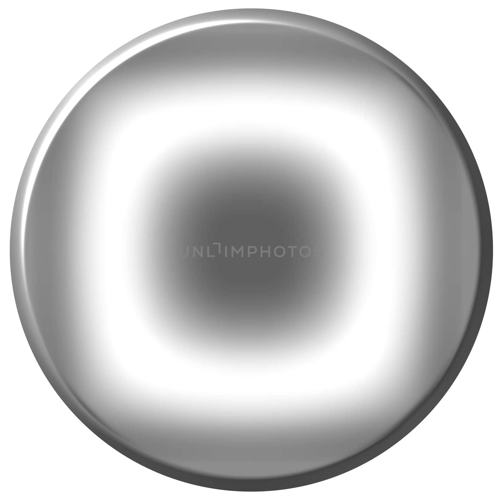 3d silver circular button isolated in white