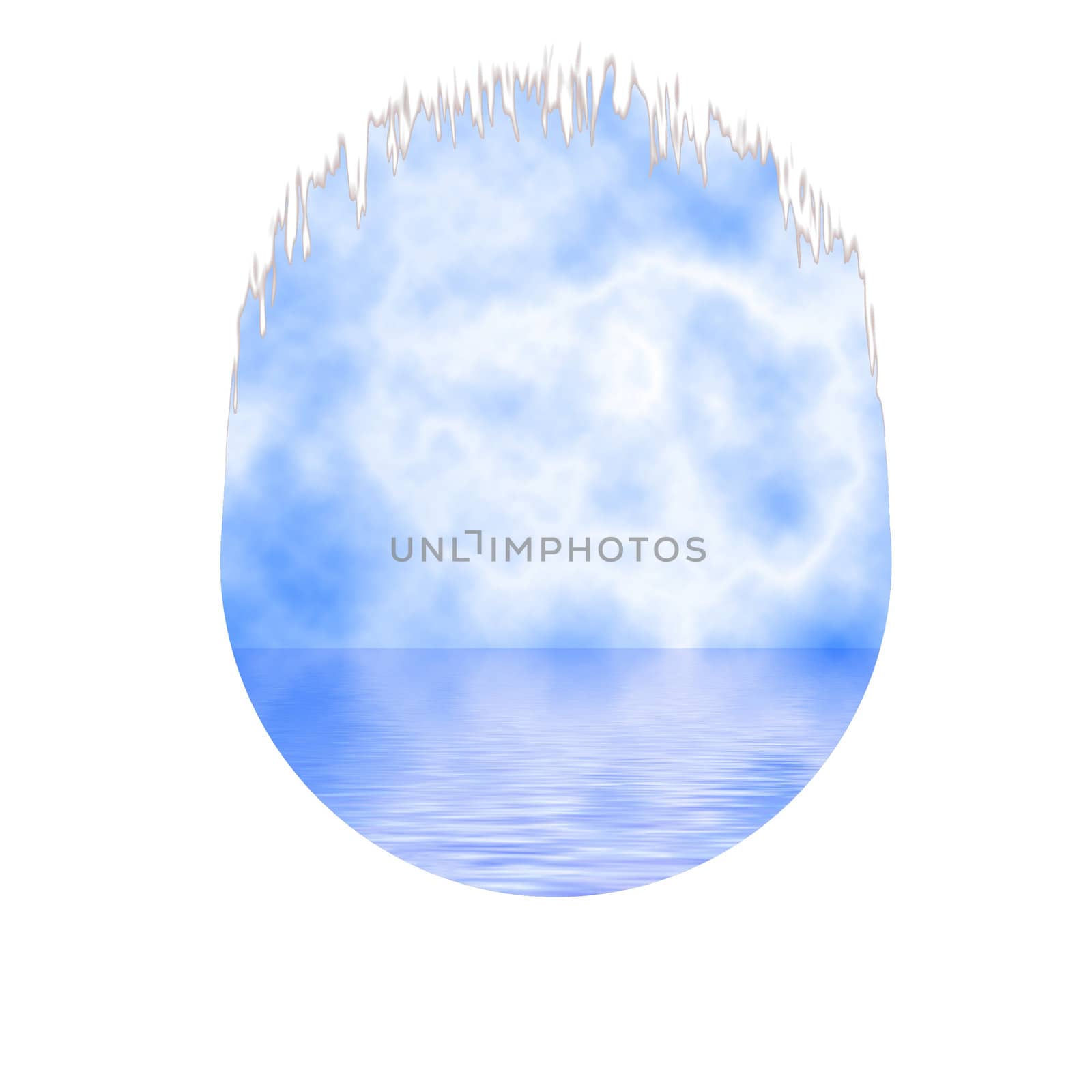 Sky and sea framed isolated in white