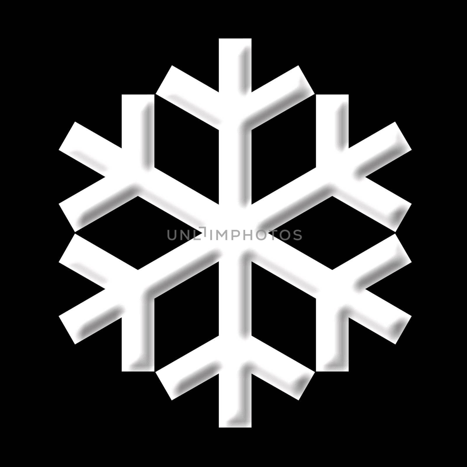 3d snowflake isolated in black