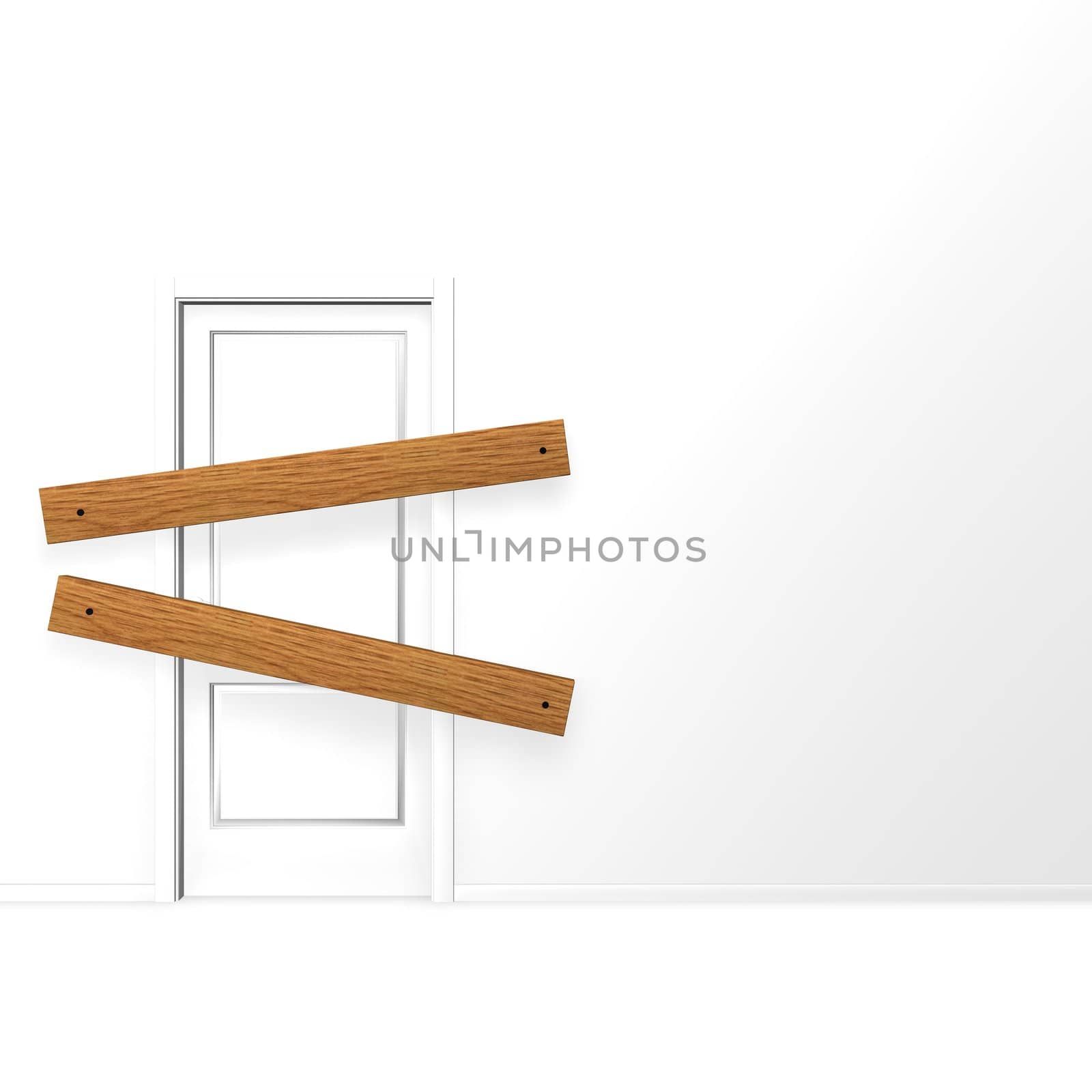 door closed with planks - 3d illustration