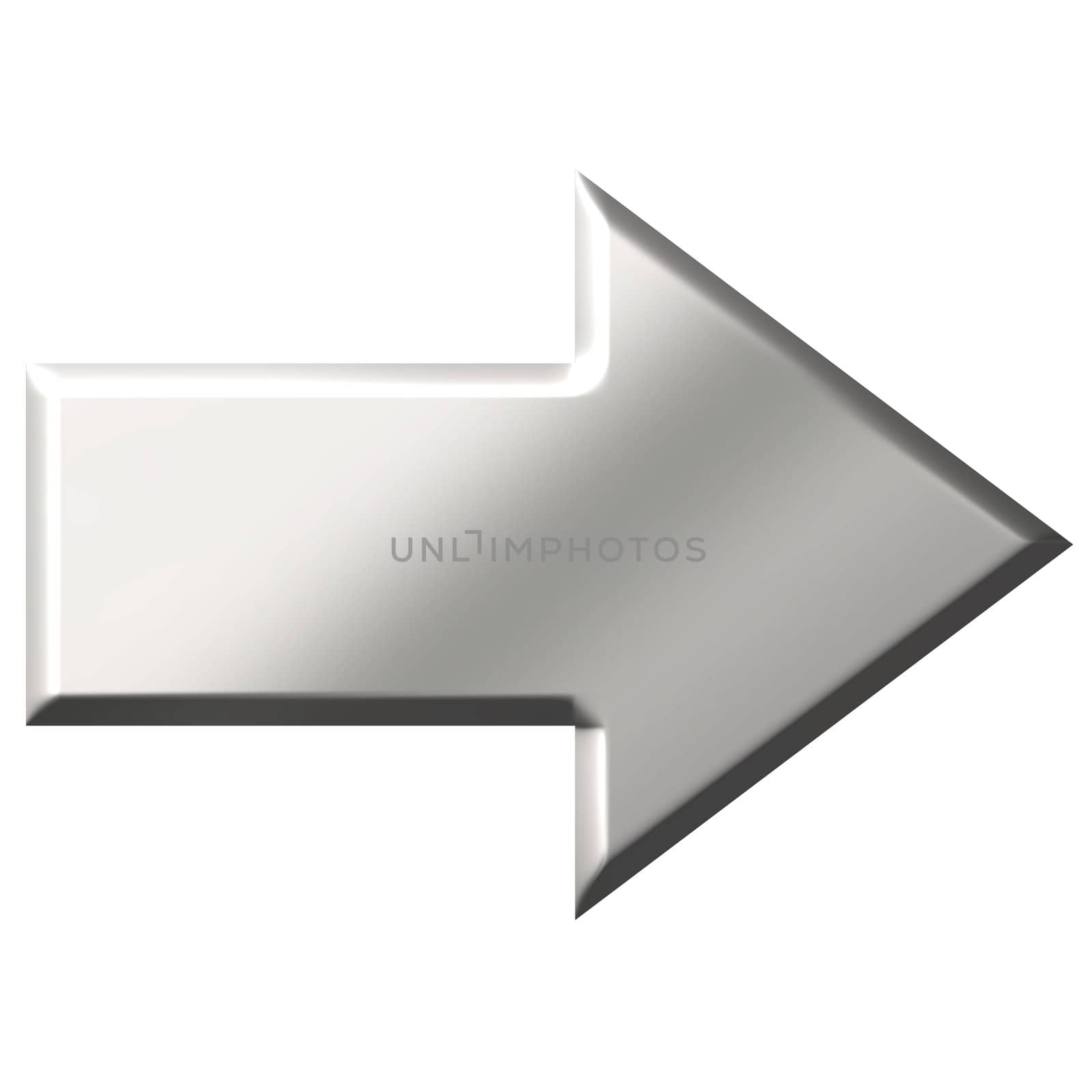 3d steel arrow isolated in white