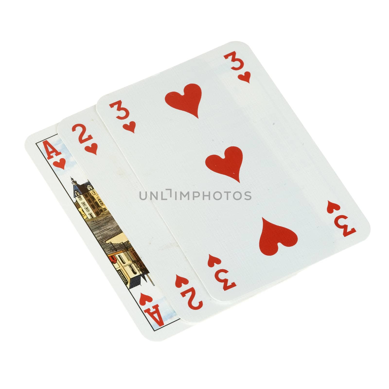 three hearts cards, a set