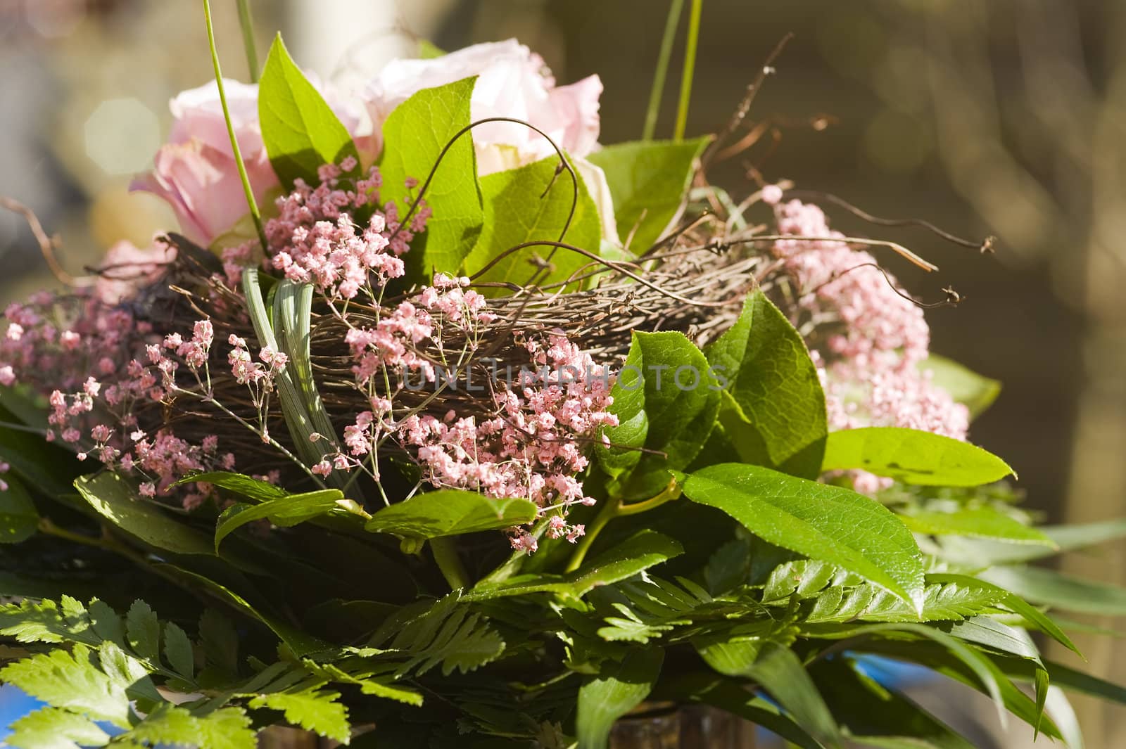 a summer bouquet with pink roses