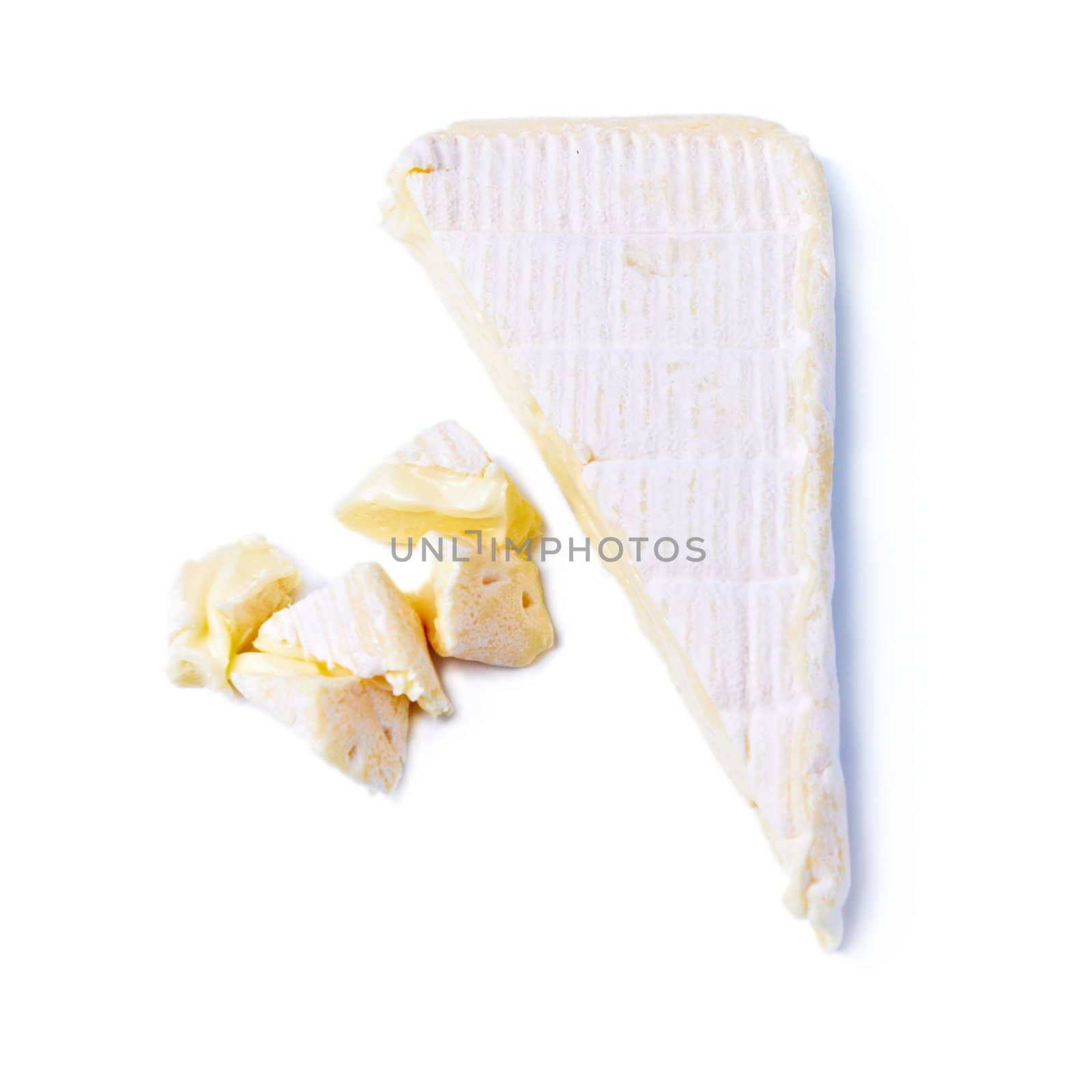 Wedge of Gourmet  Brie Cheese isolated on white