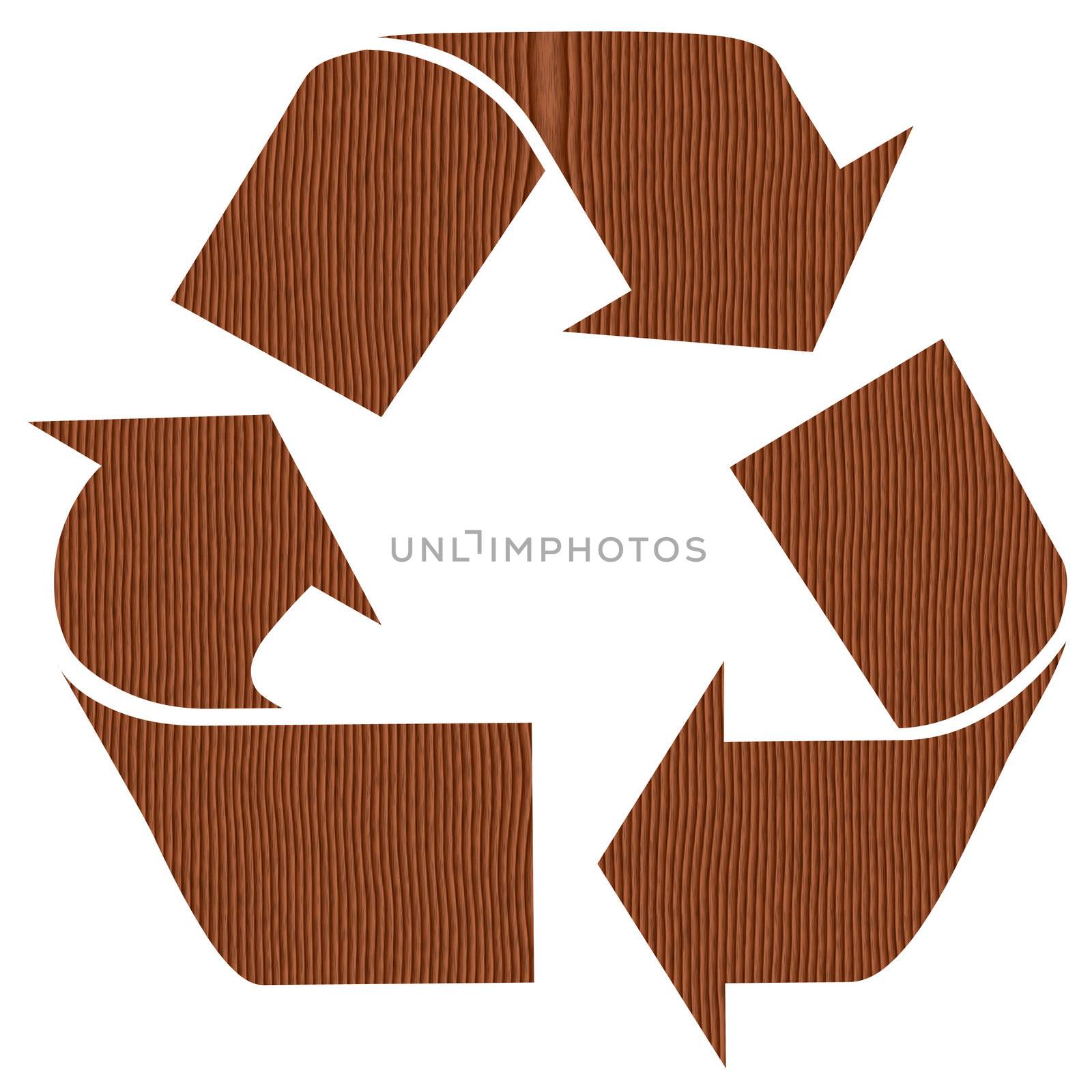 Wooden recycling symbol meant for paper
