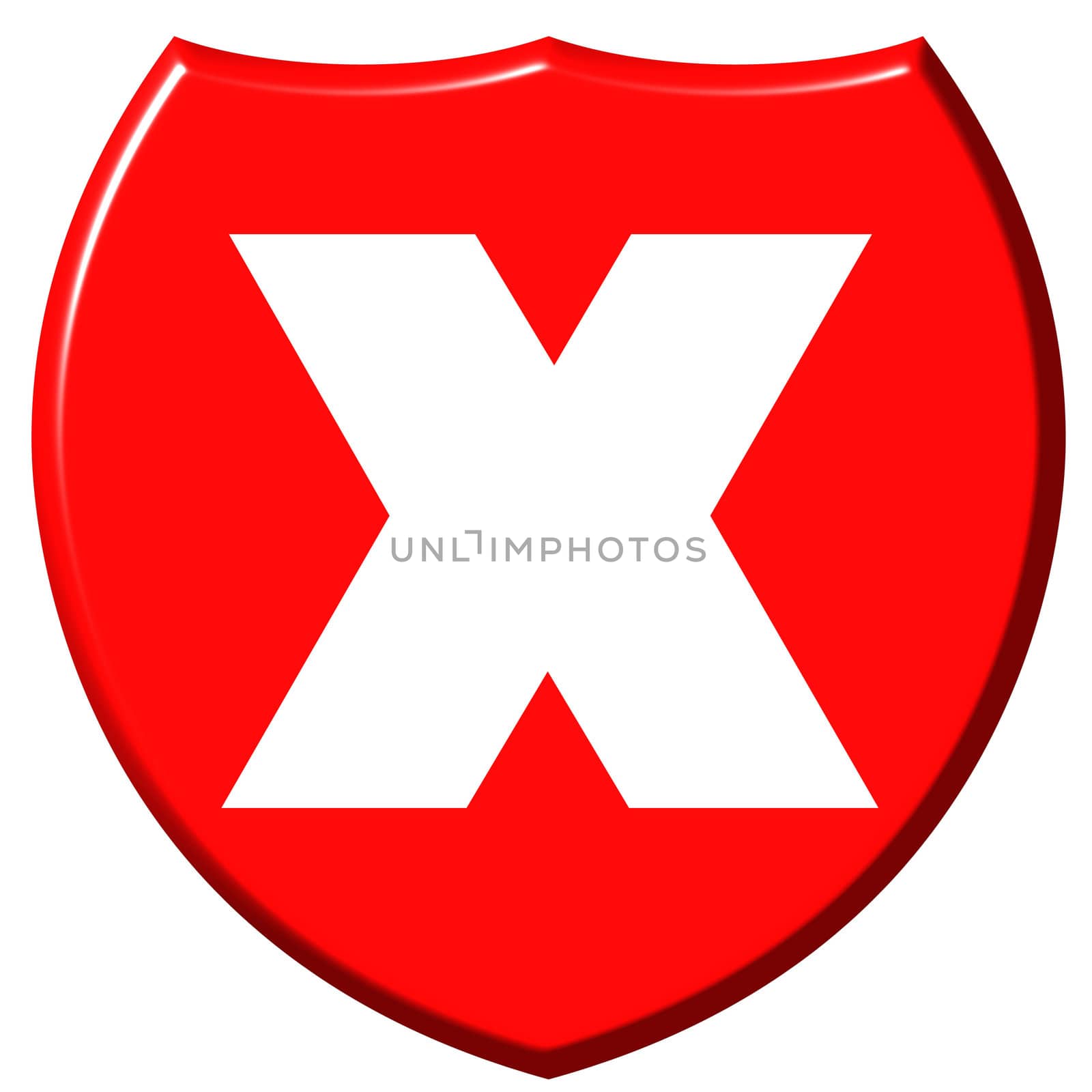 X shield isolated in white