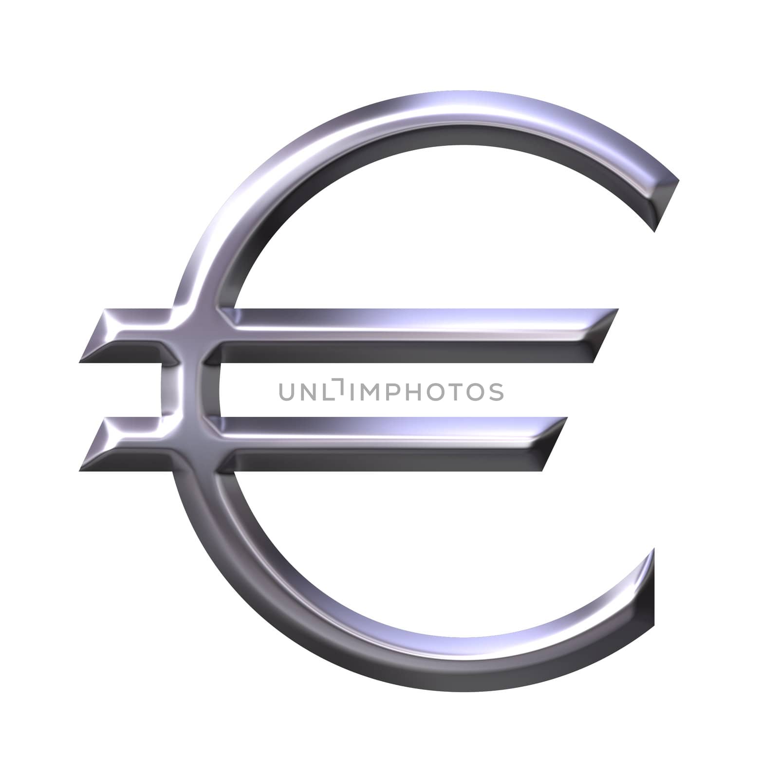 3D Silver Euro Symbol by Georgios