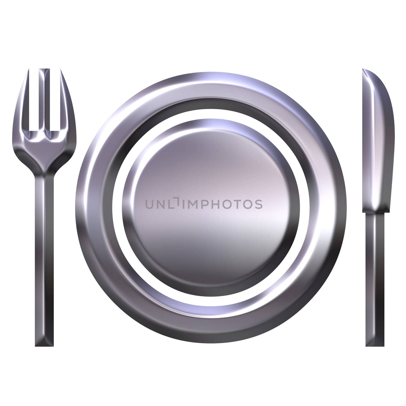 3d silver food concept isolated in white