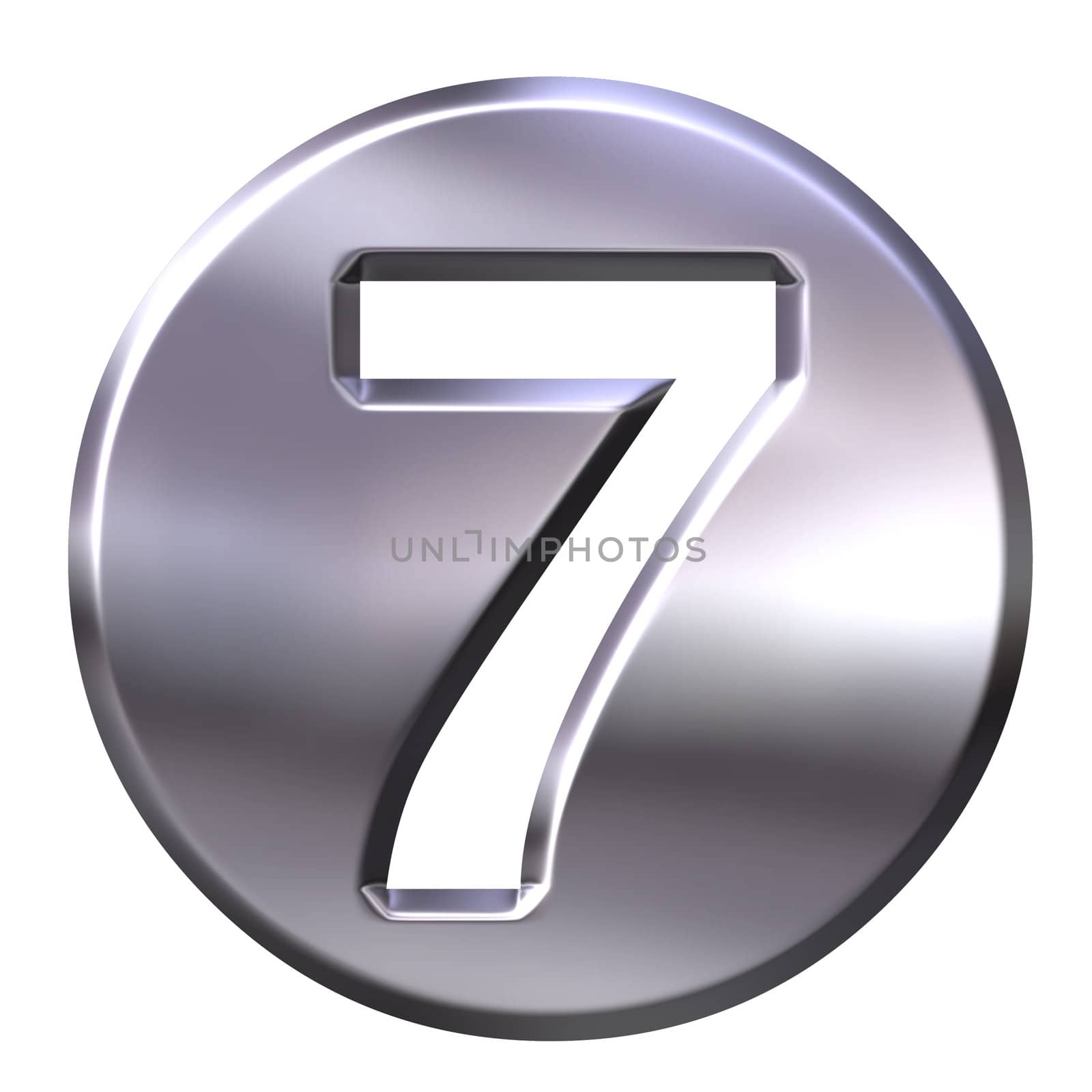 3d silver framed number 7 isolated in white