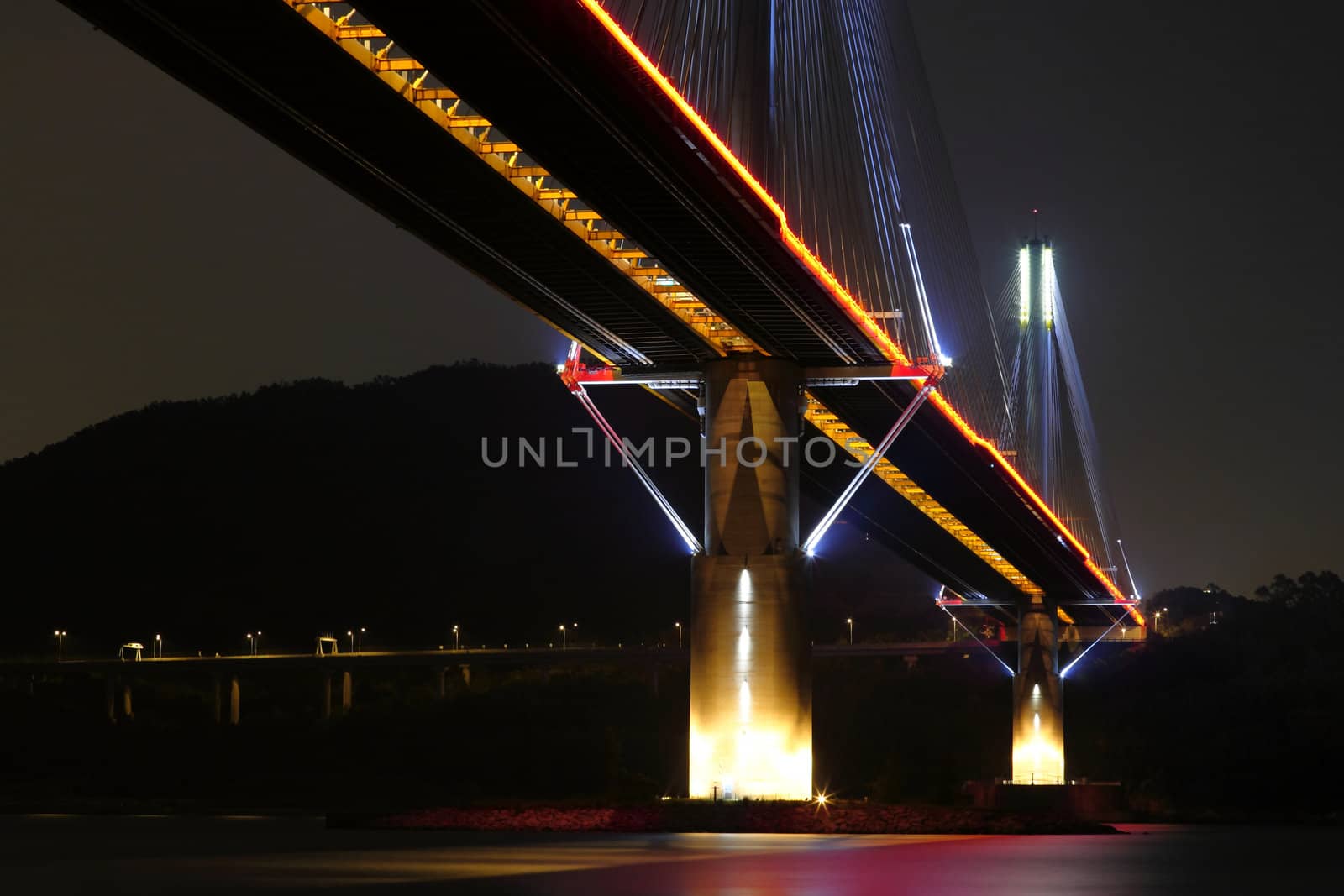 Ting Kau Bridge at night, in Hong Kong
