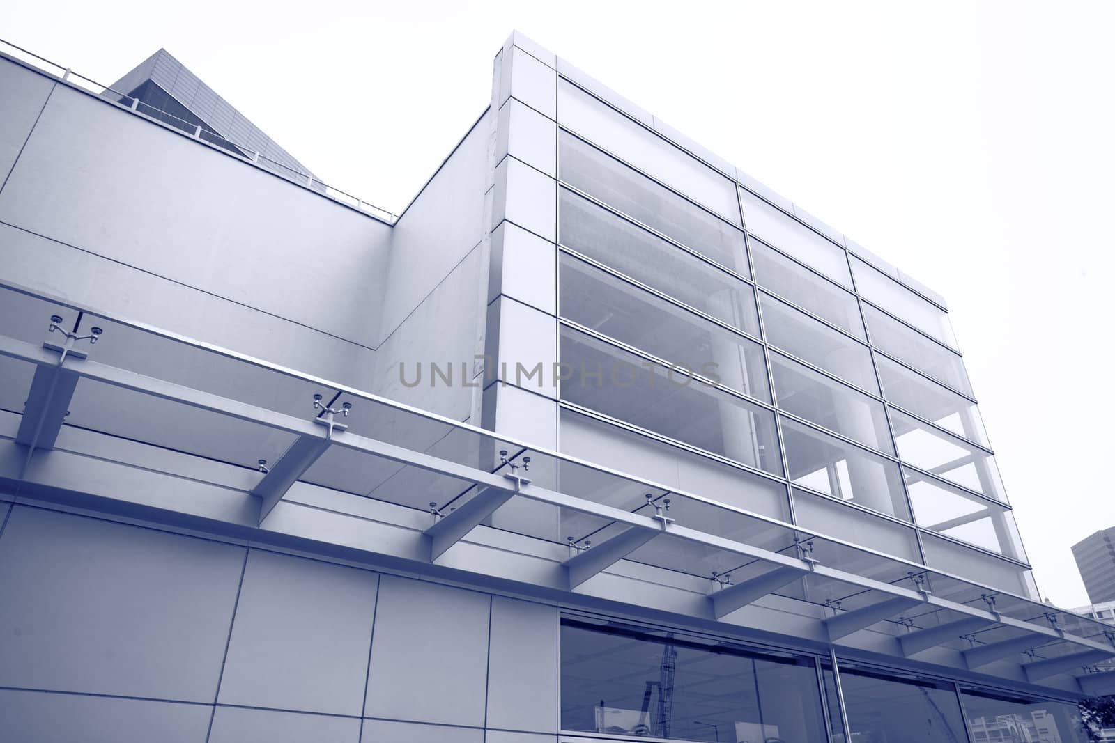 business center in blue tone