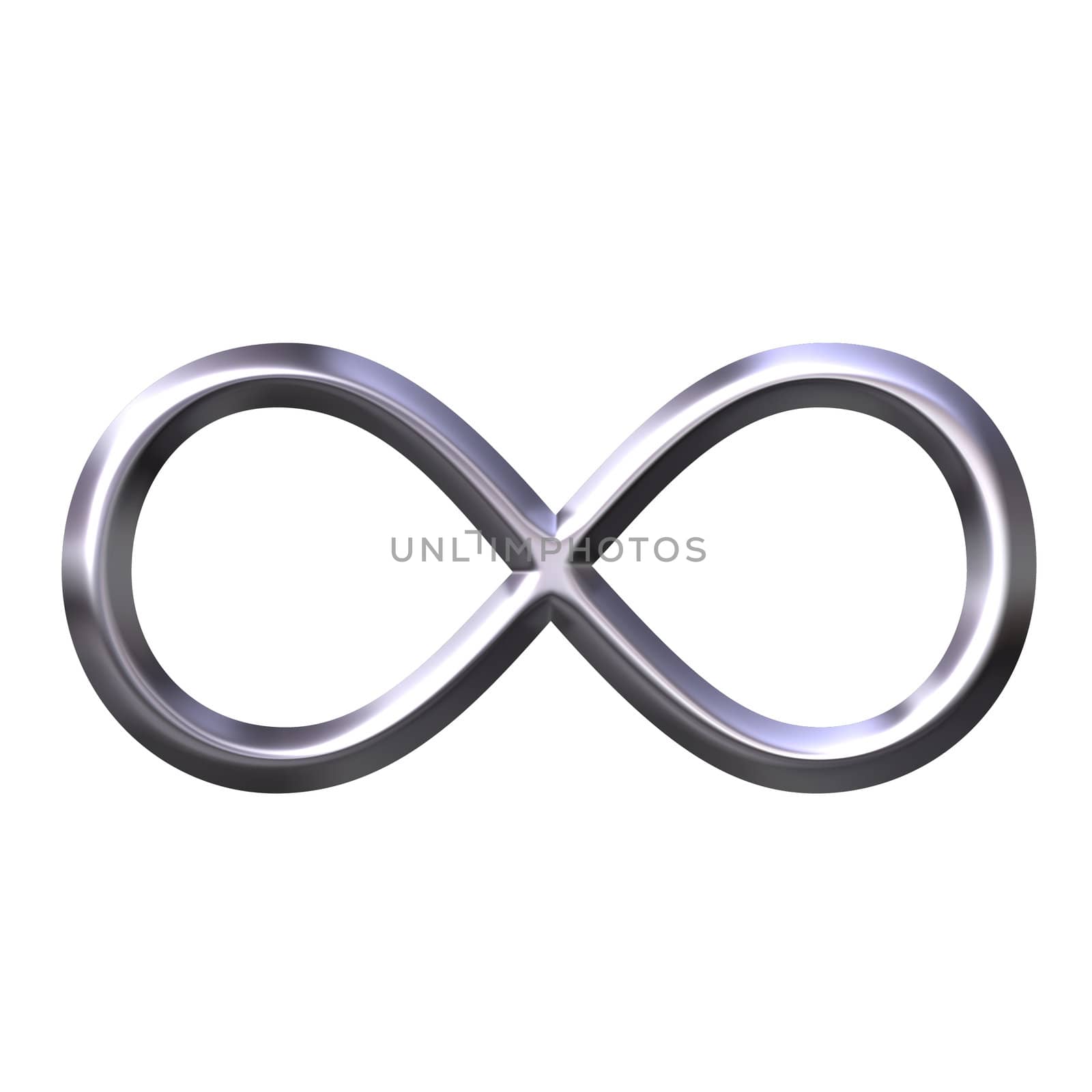 3d silver infinity symbol isolated in white