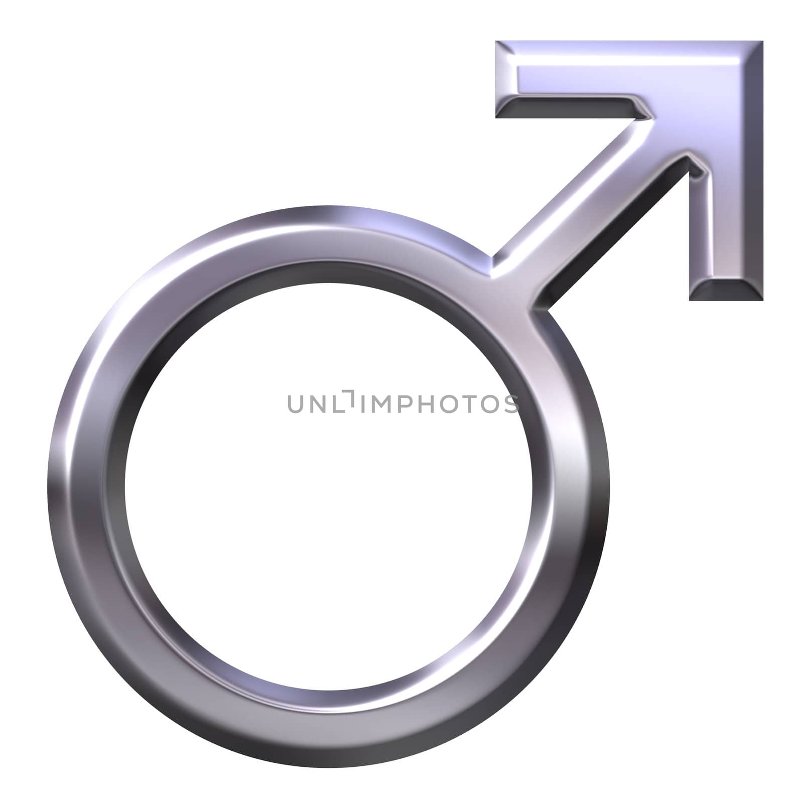 3d silver male symbol isolated in white