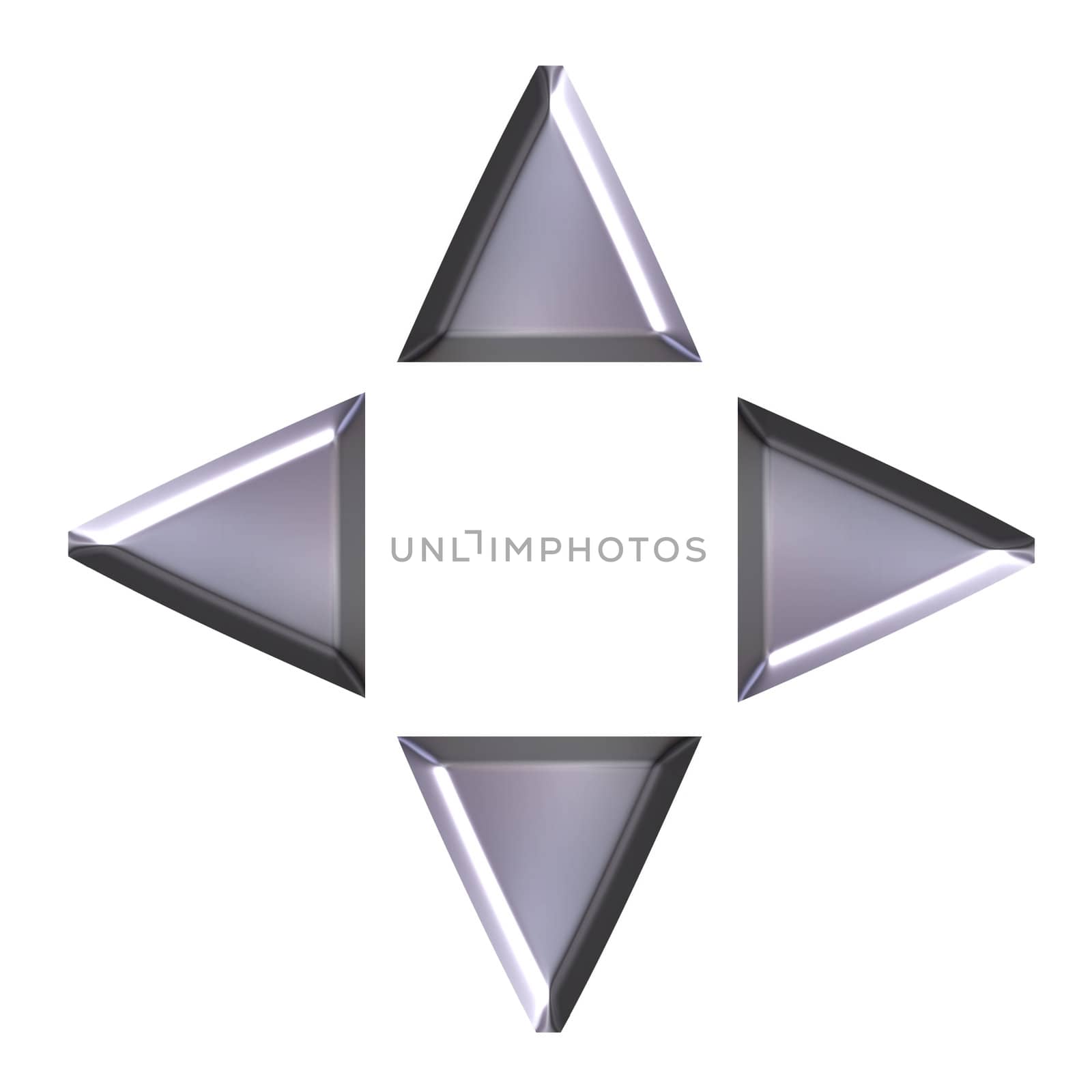 3d silver navigation arrows isolated in white