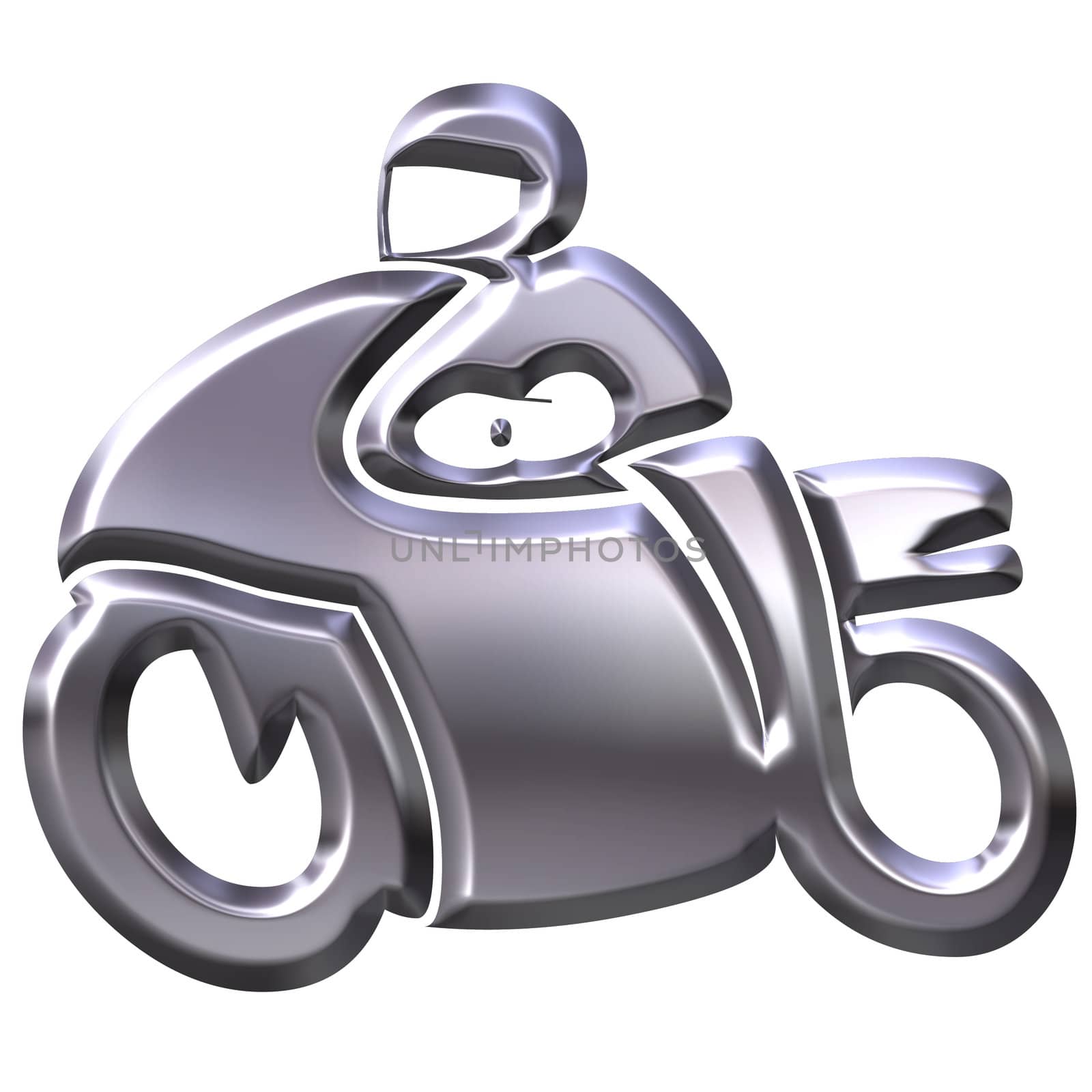 3d silver motorbike isolated in white