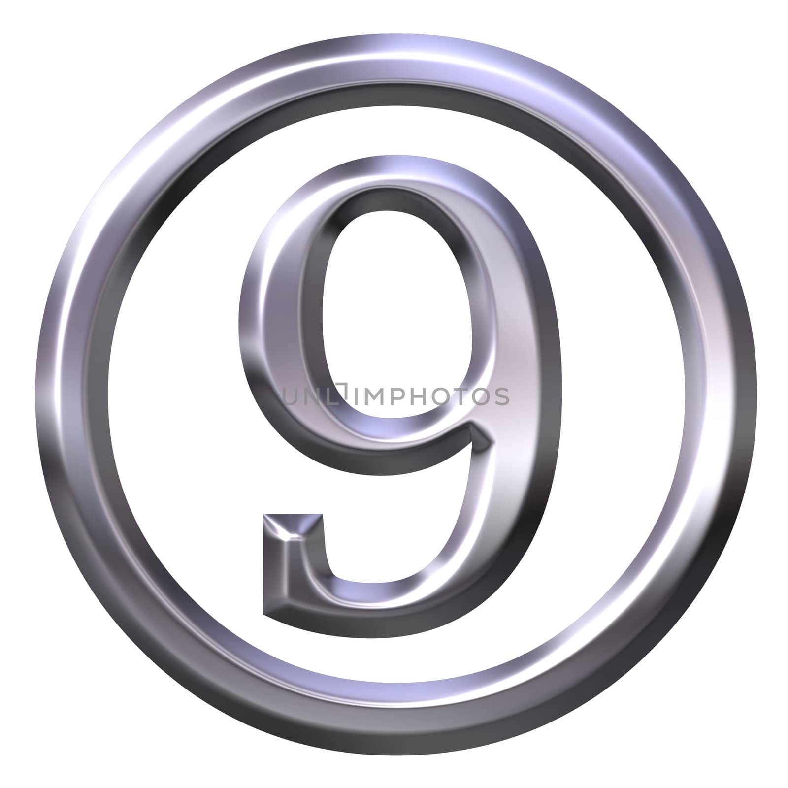 3D Silver Number 9 by Georgios