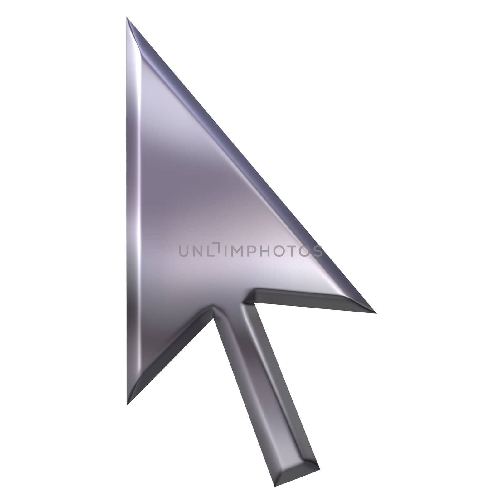 3d silver pointer isolated in white