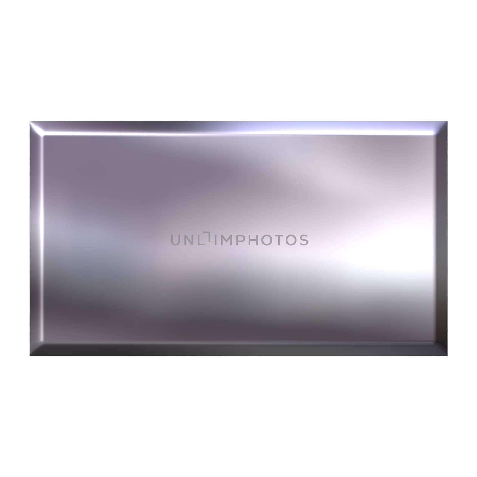 3d silver square button isolated in white