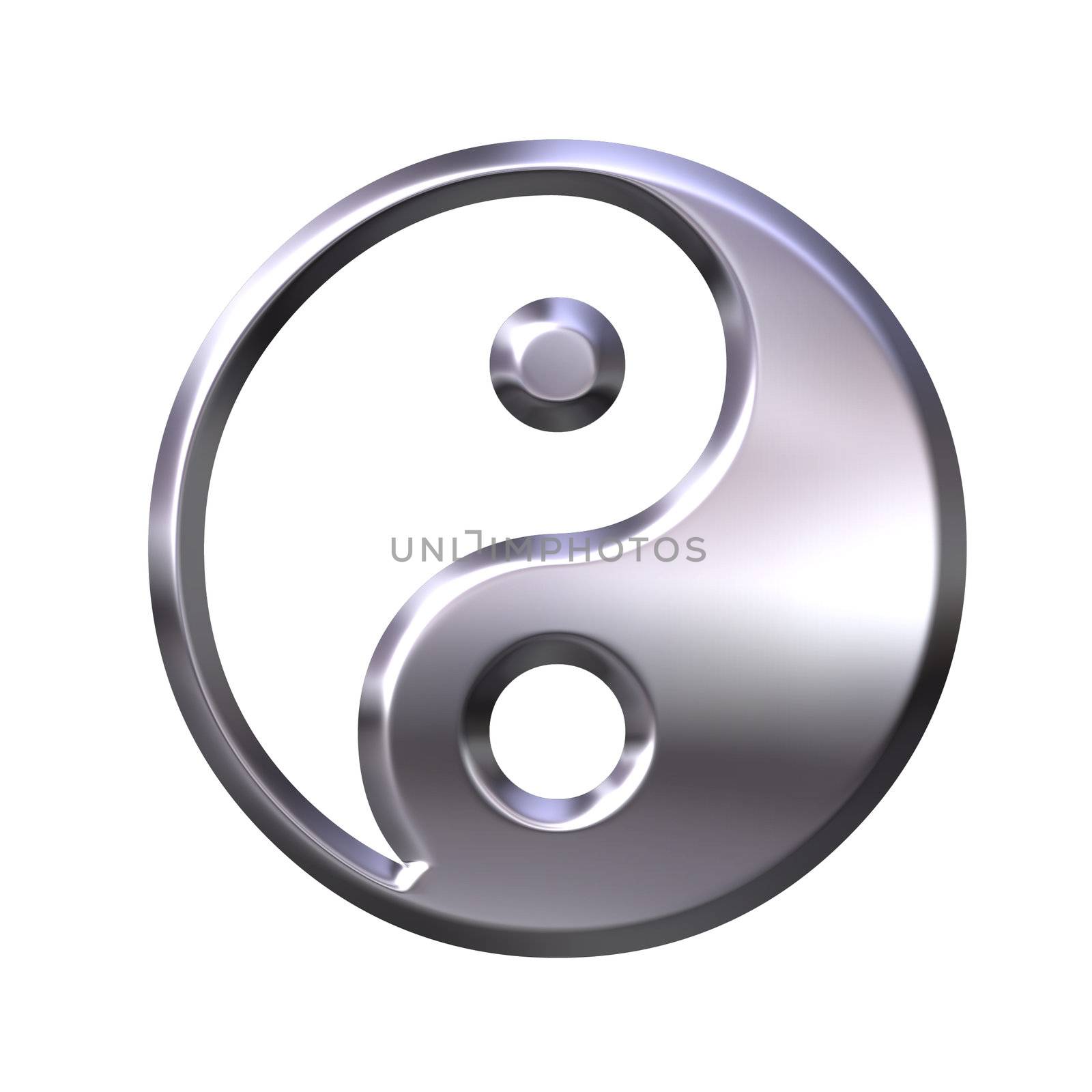 3d silver tao symbol isolated in white