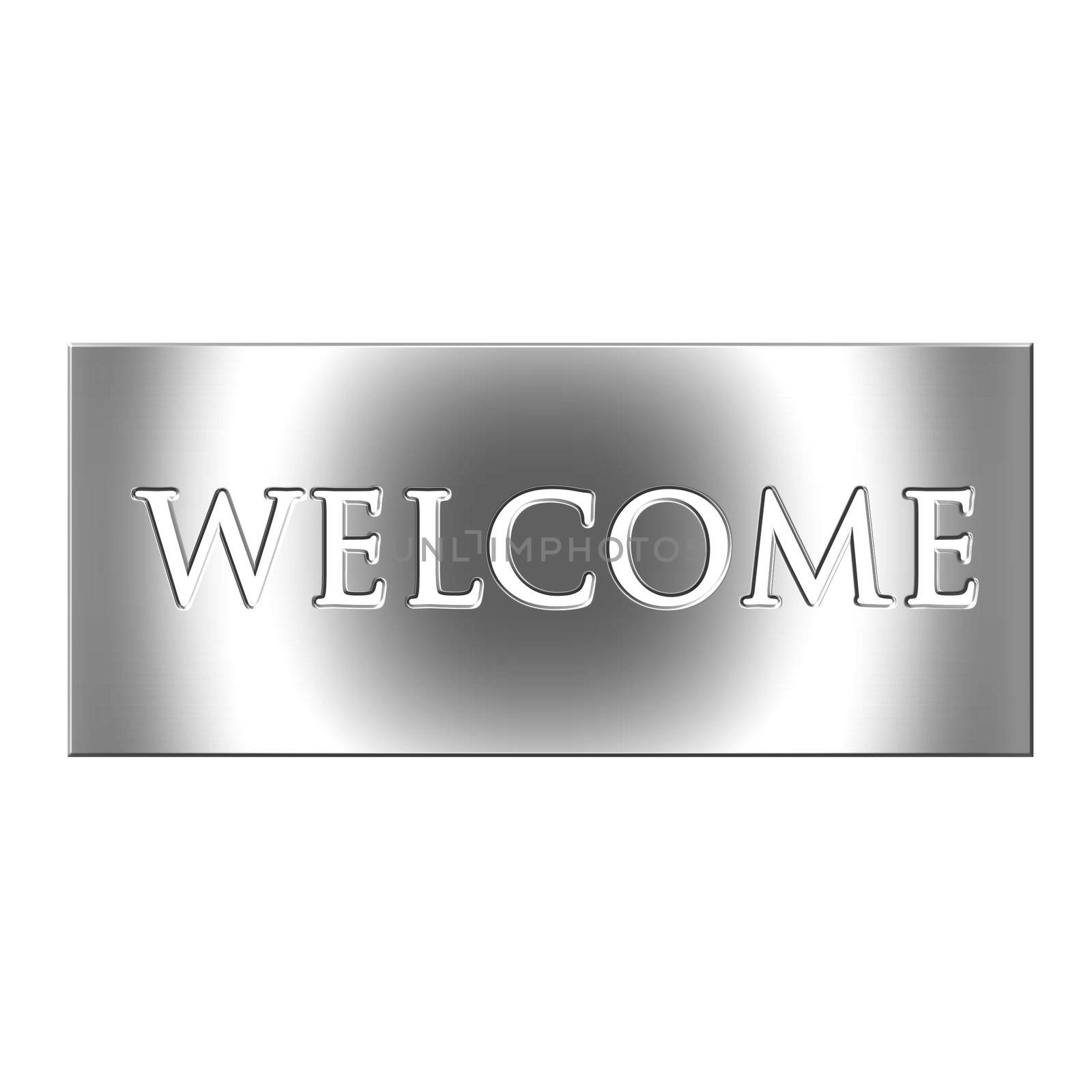 3d silver welcome sign isolated in white