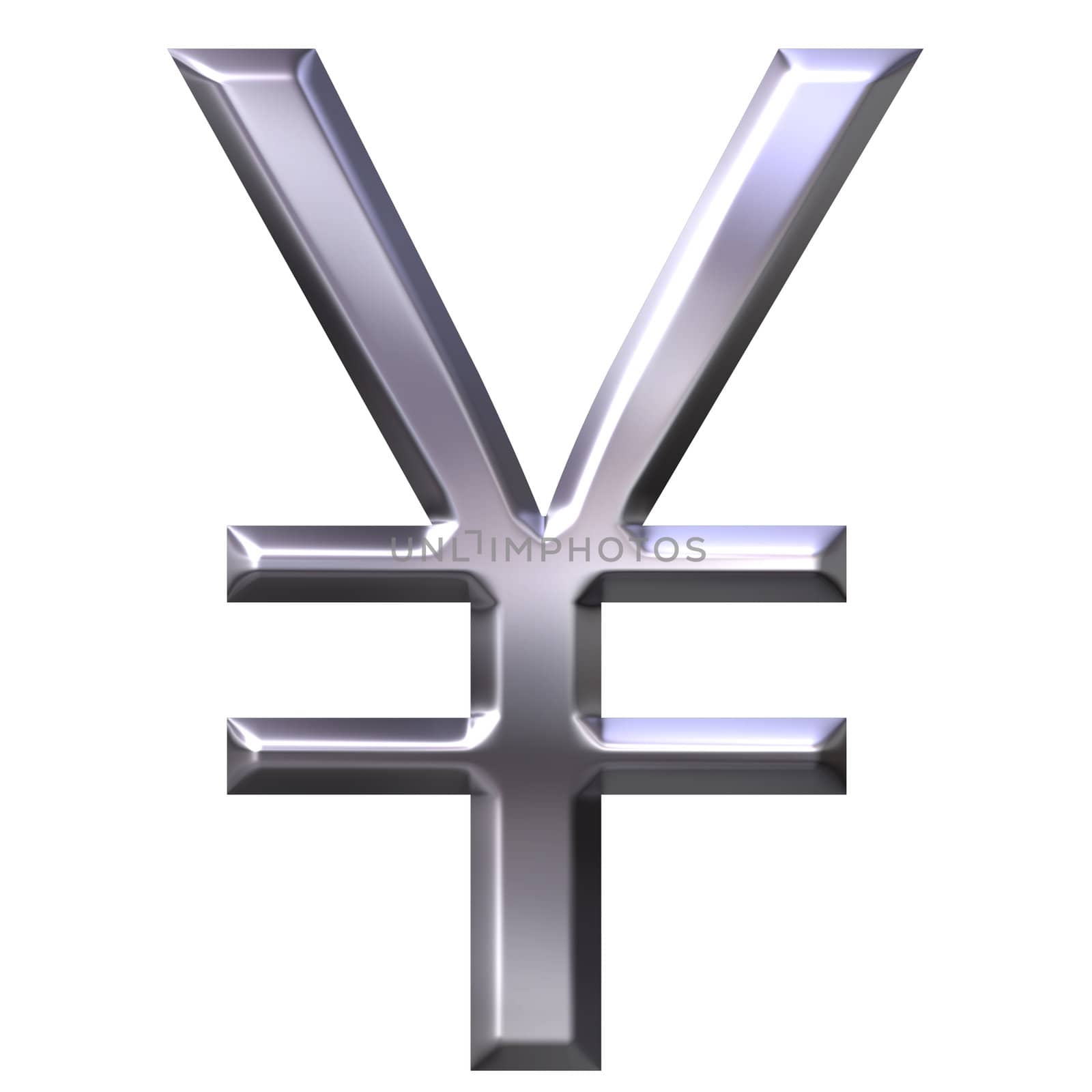 3D Silver Yen Symbol by Georgios