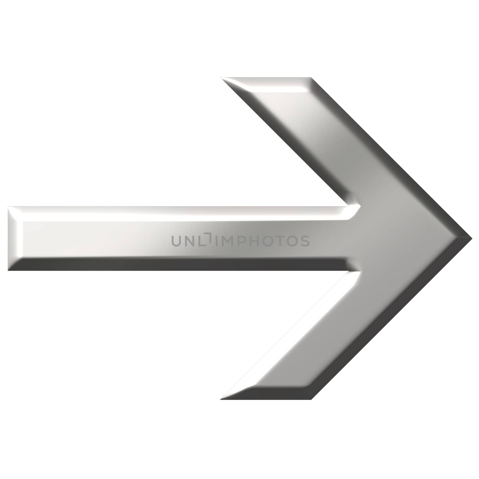 3d steel arrow isolated in white